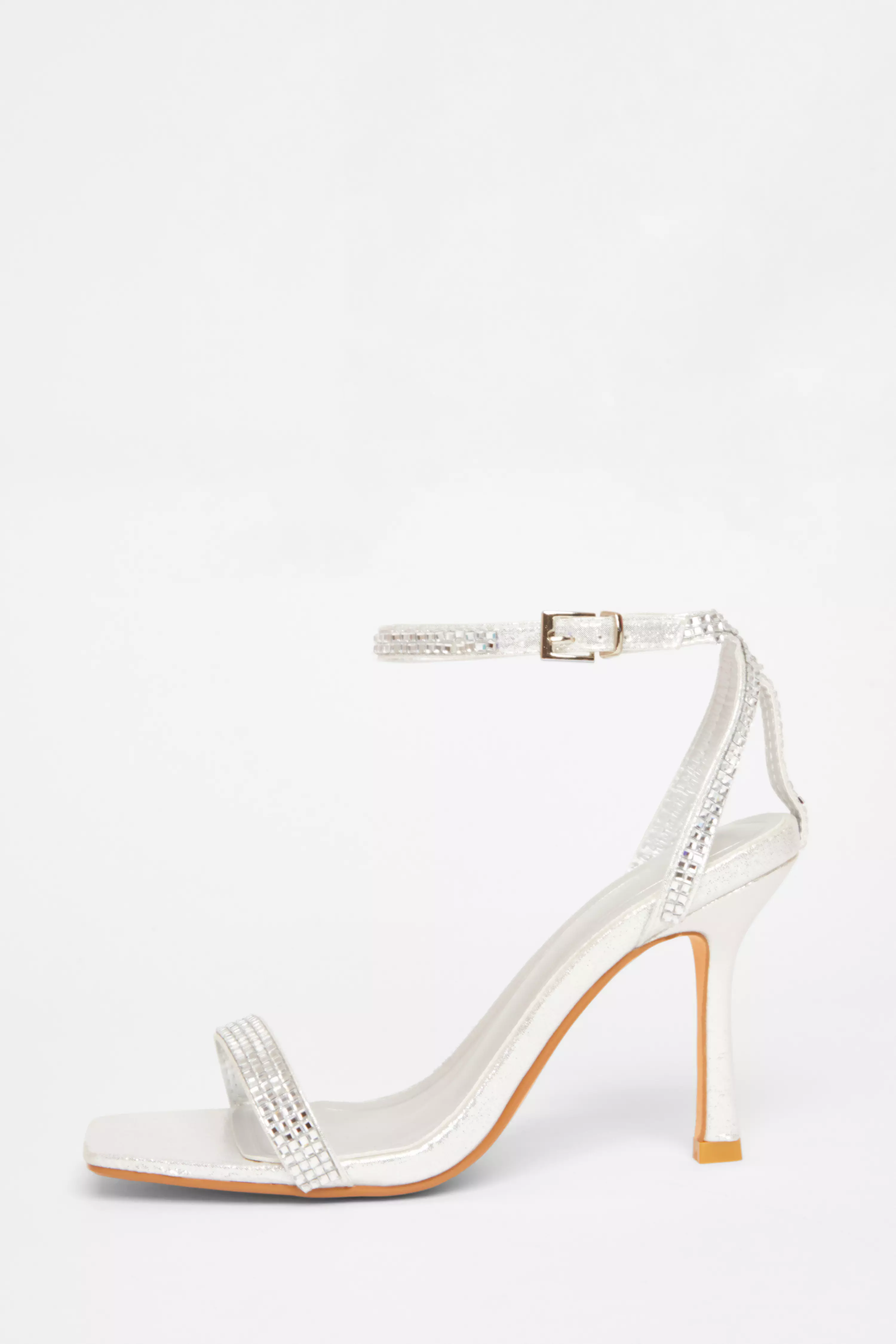 Silver Diamante Strap Heels