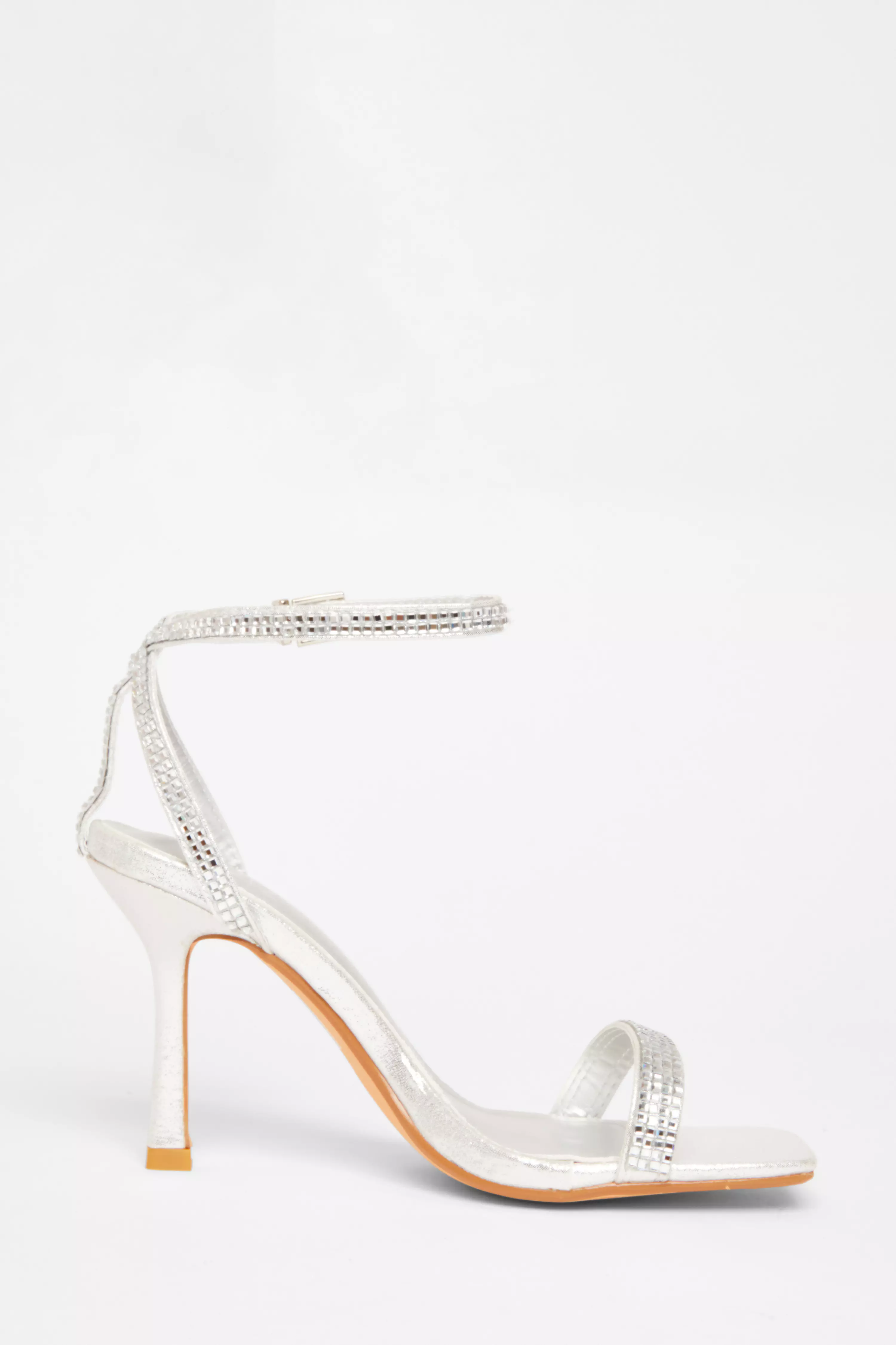 Silver Diamante Strap Heels