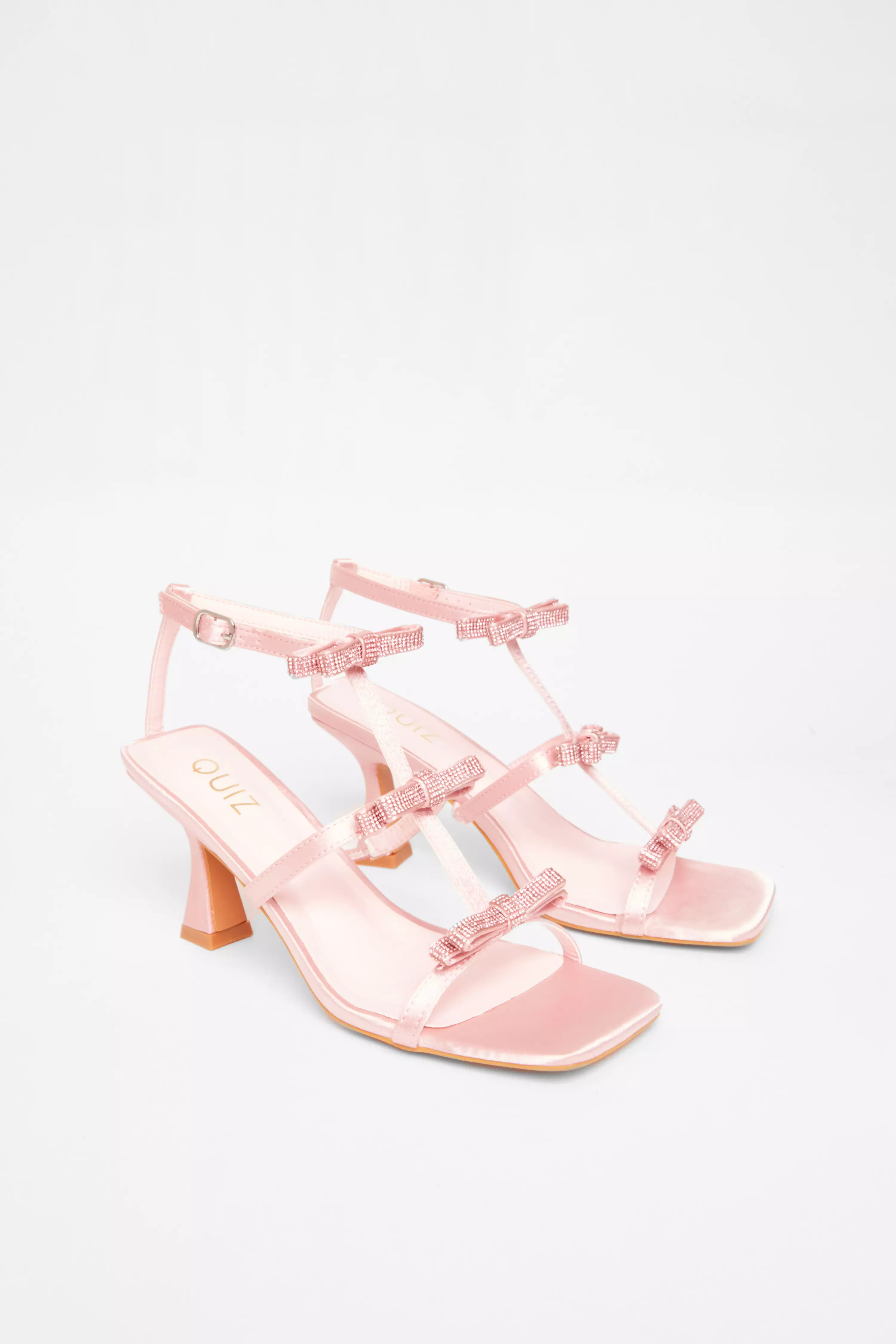 Pink Diamante Bow Heels