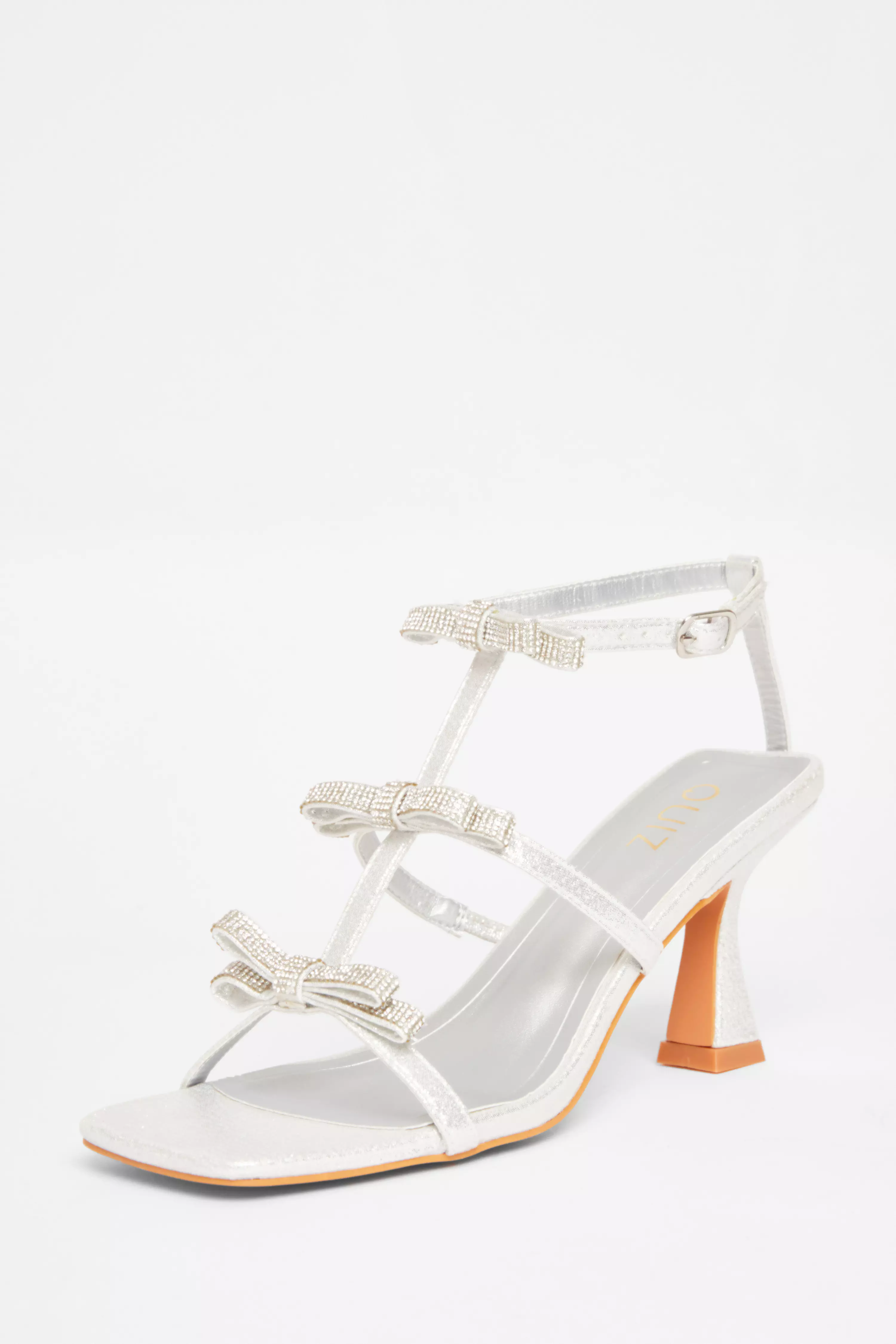 Silver Diamante Bow Heels