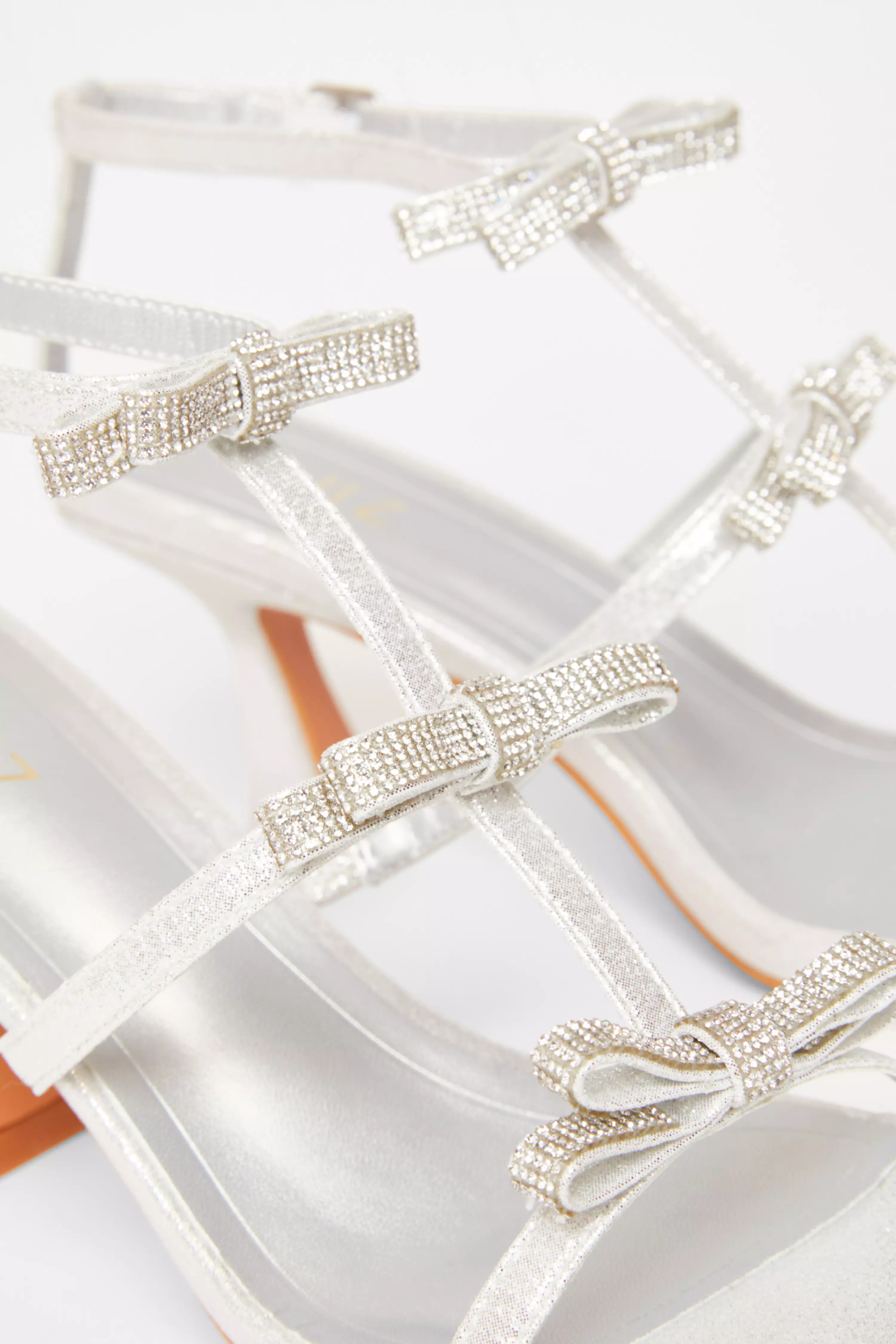 Silver Diamante Bow Heels