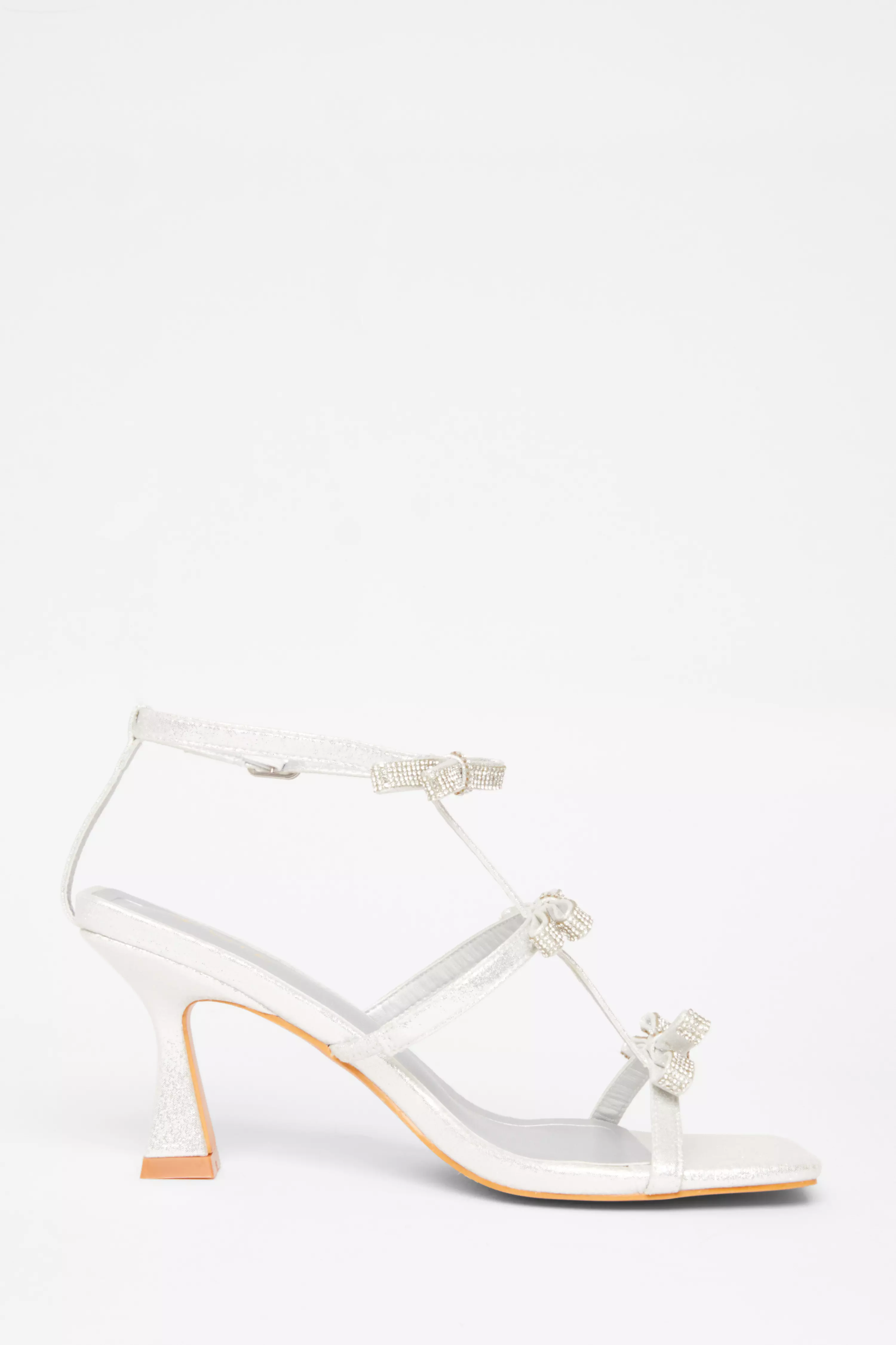 Silver Diamante Bow Heels