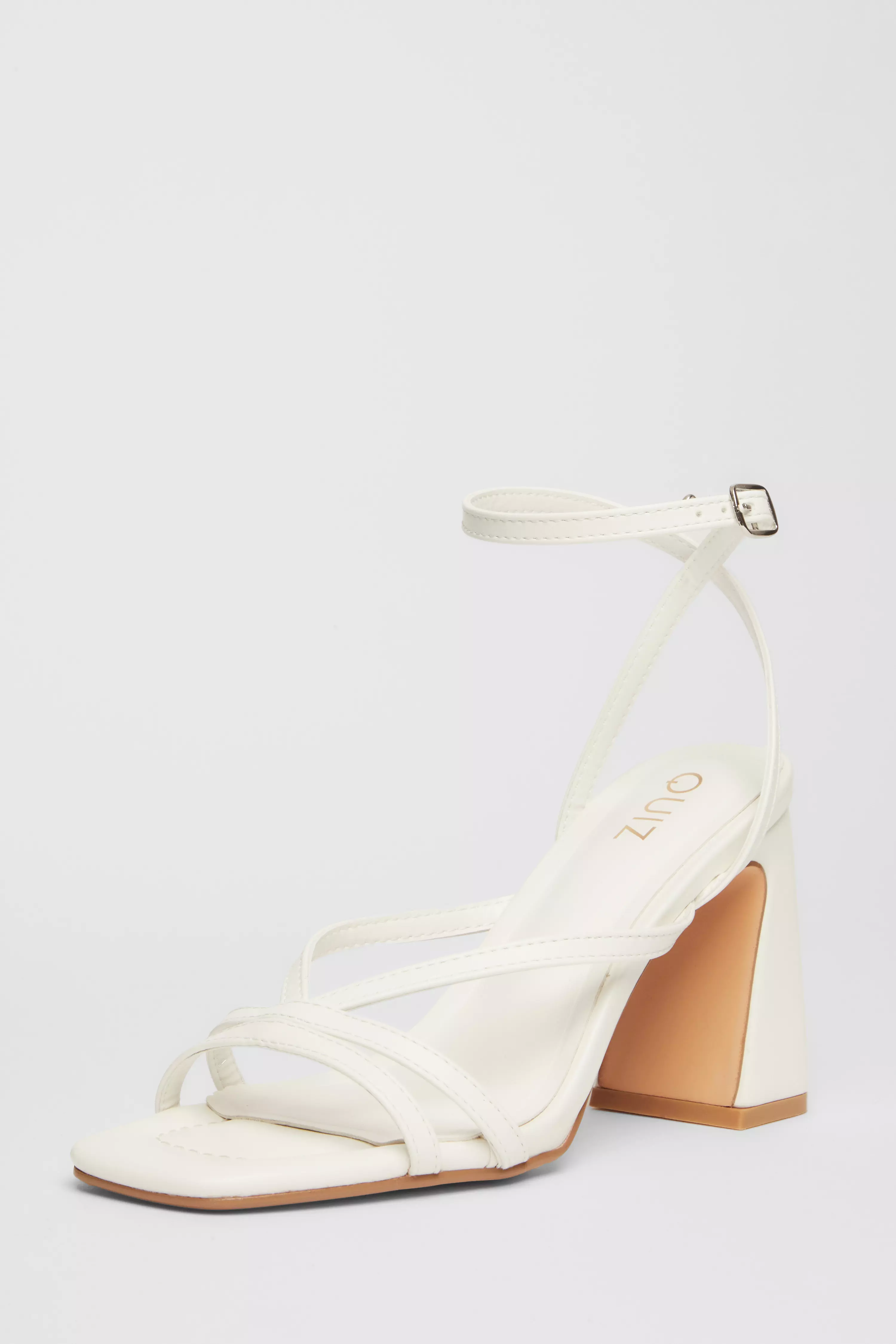 White Strappy Block Heels