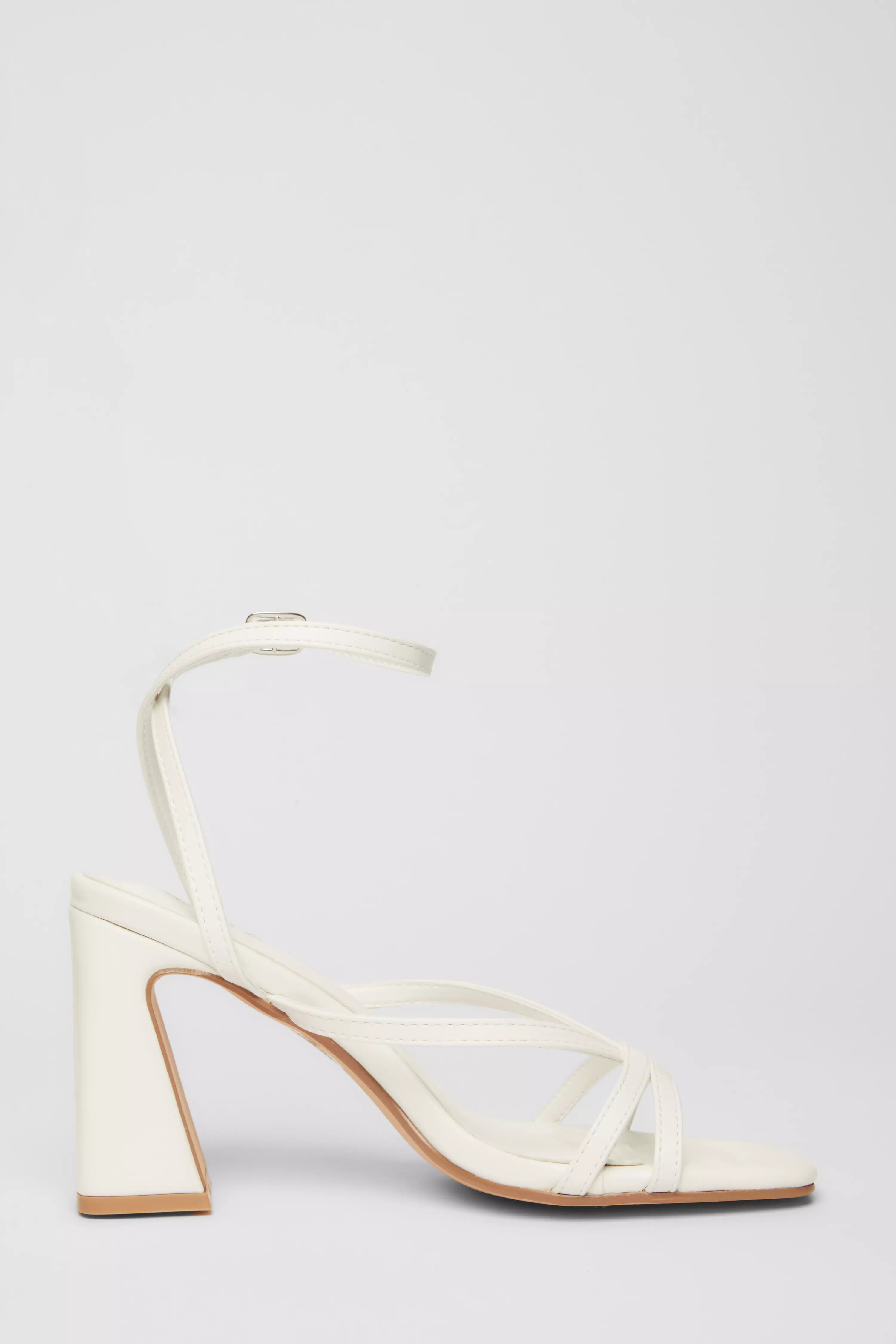 White Strappy Block Heels