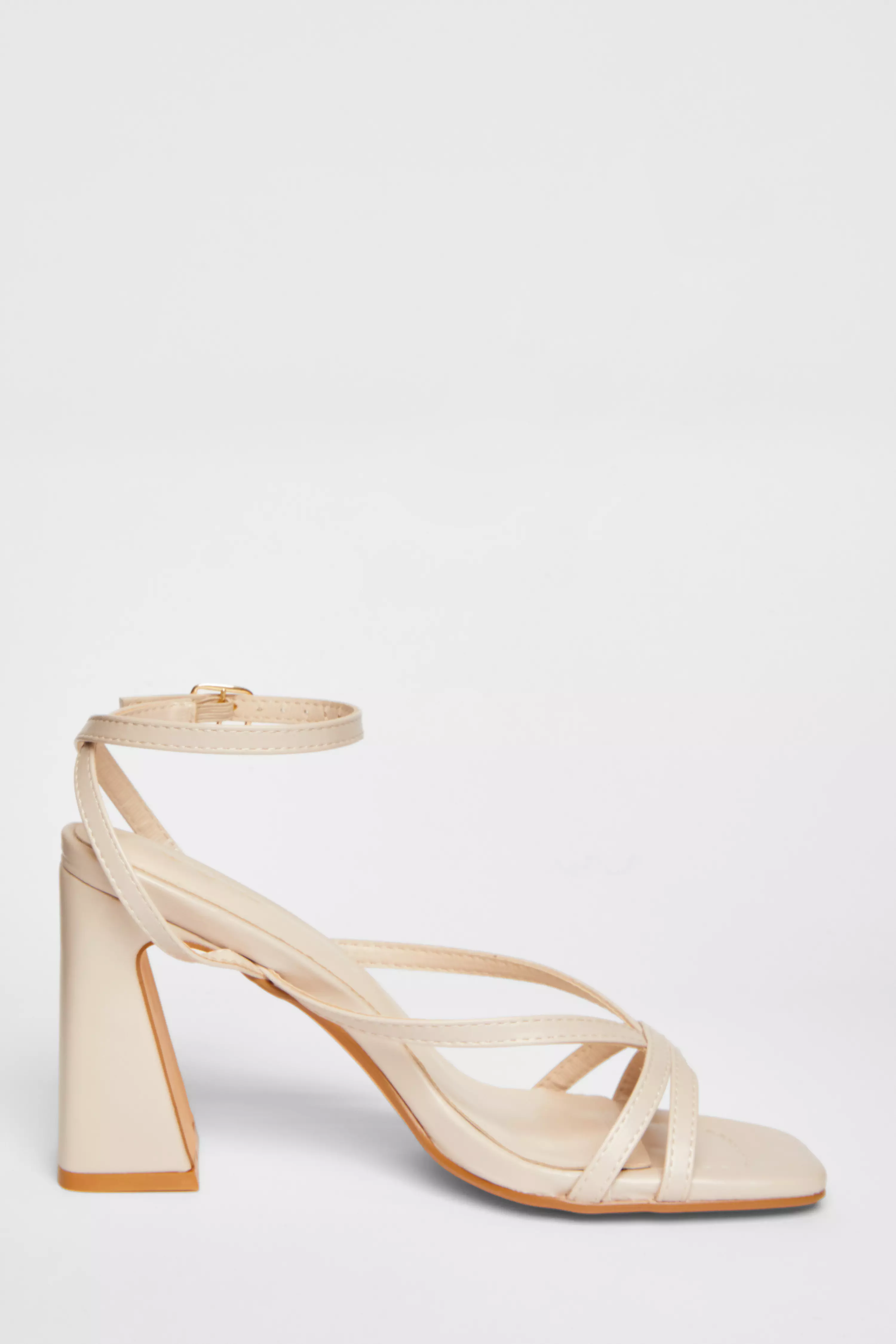 Nude Strappy High Block Heels