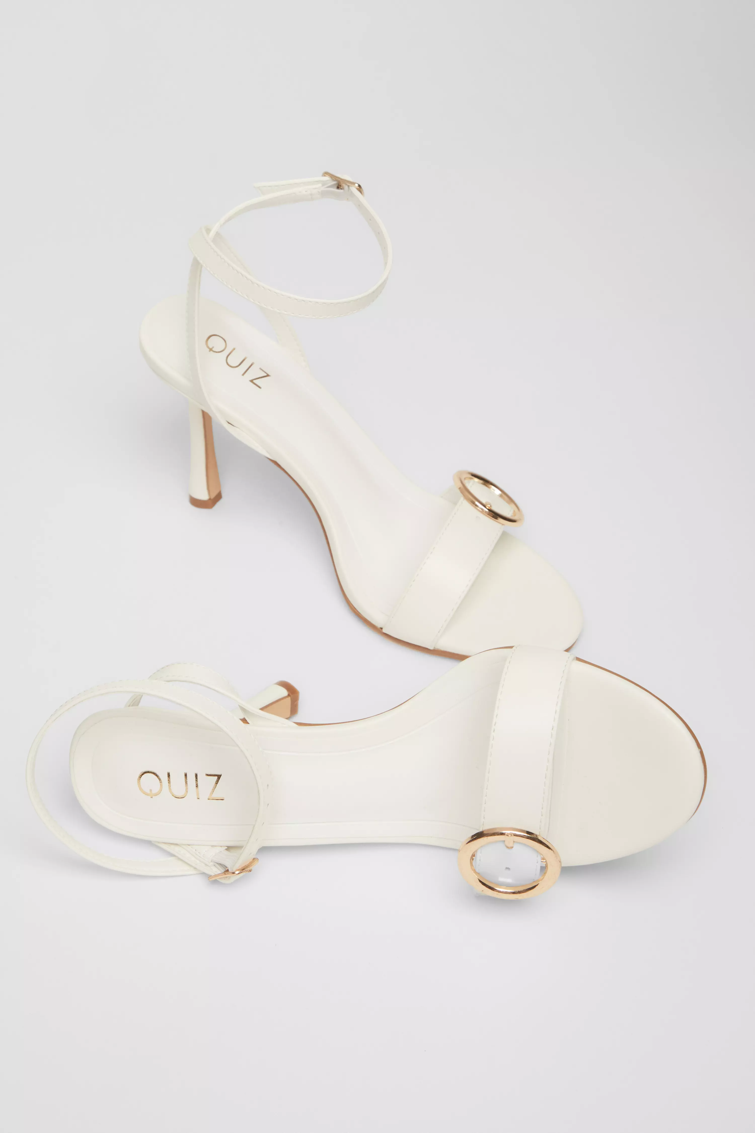 White Buckle Front Heels