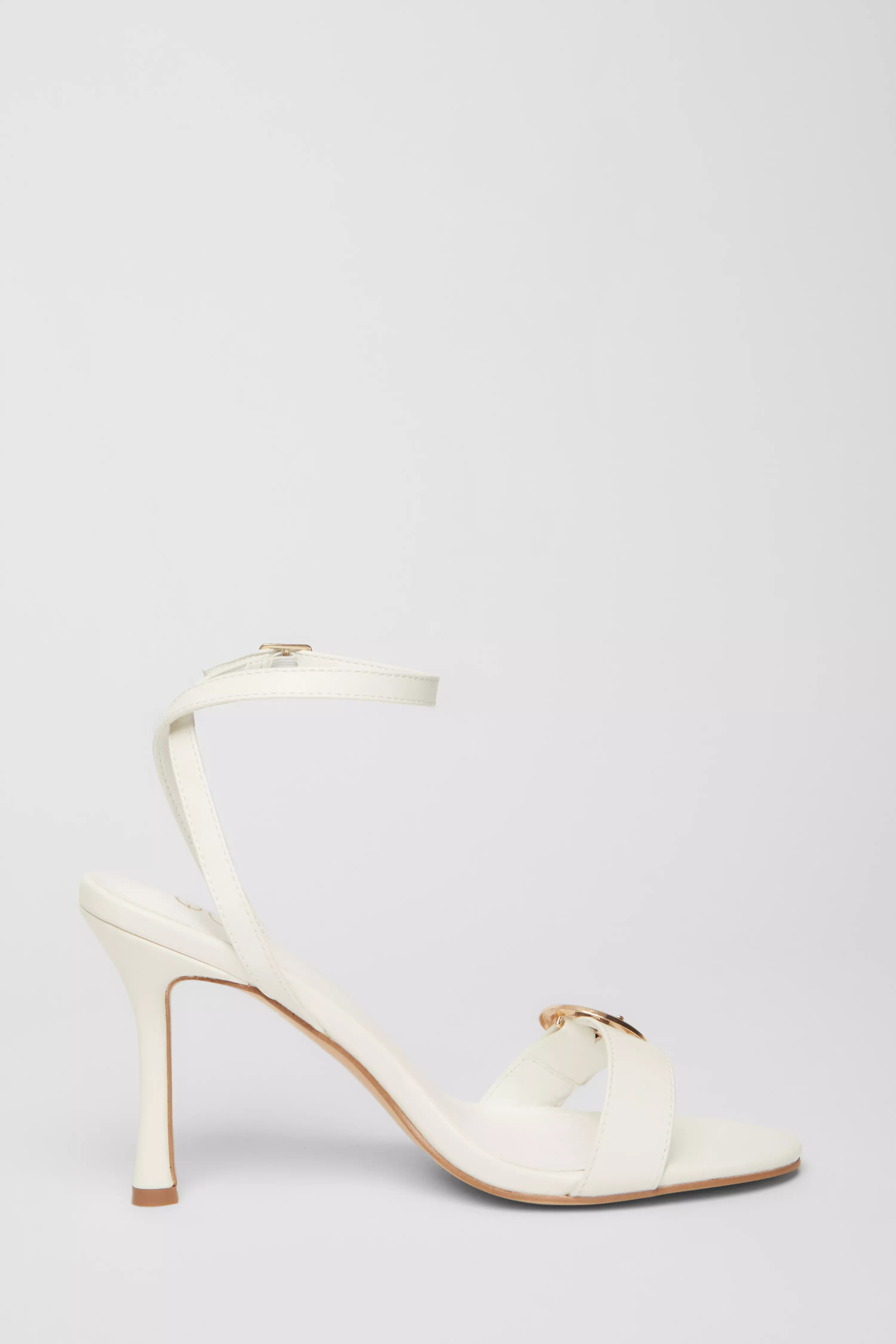 White Buckle Front Heels