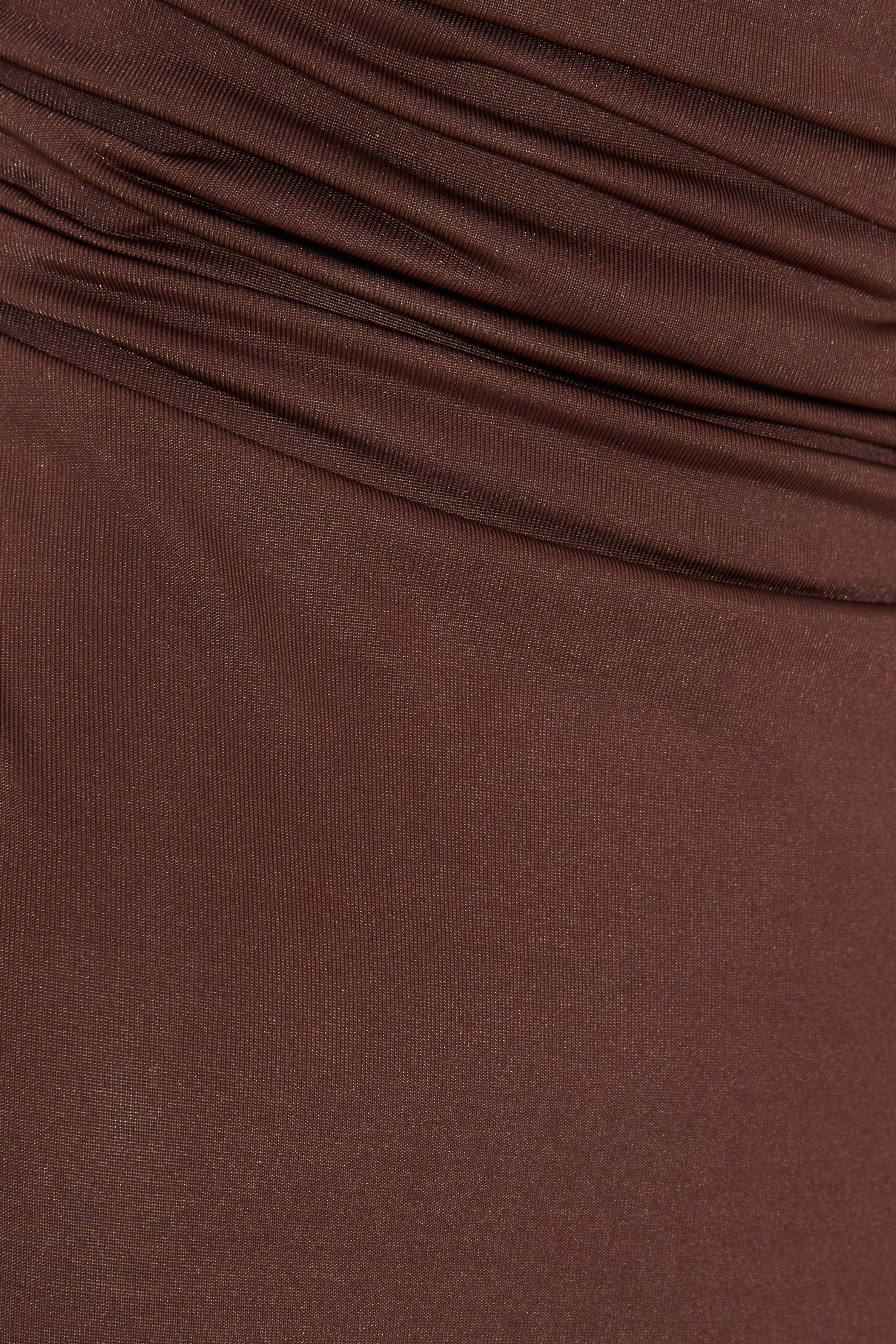 Petite Brown One Shoulder Midaxi Dress