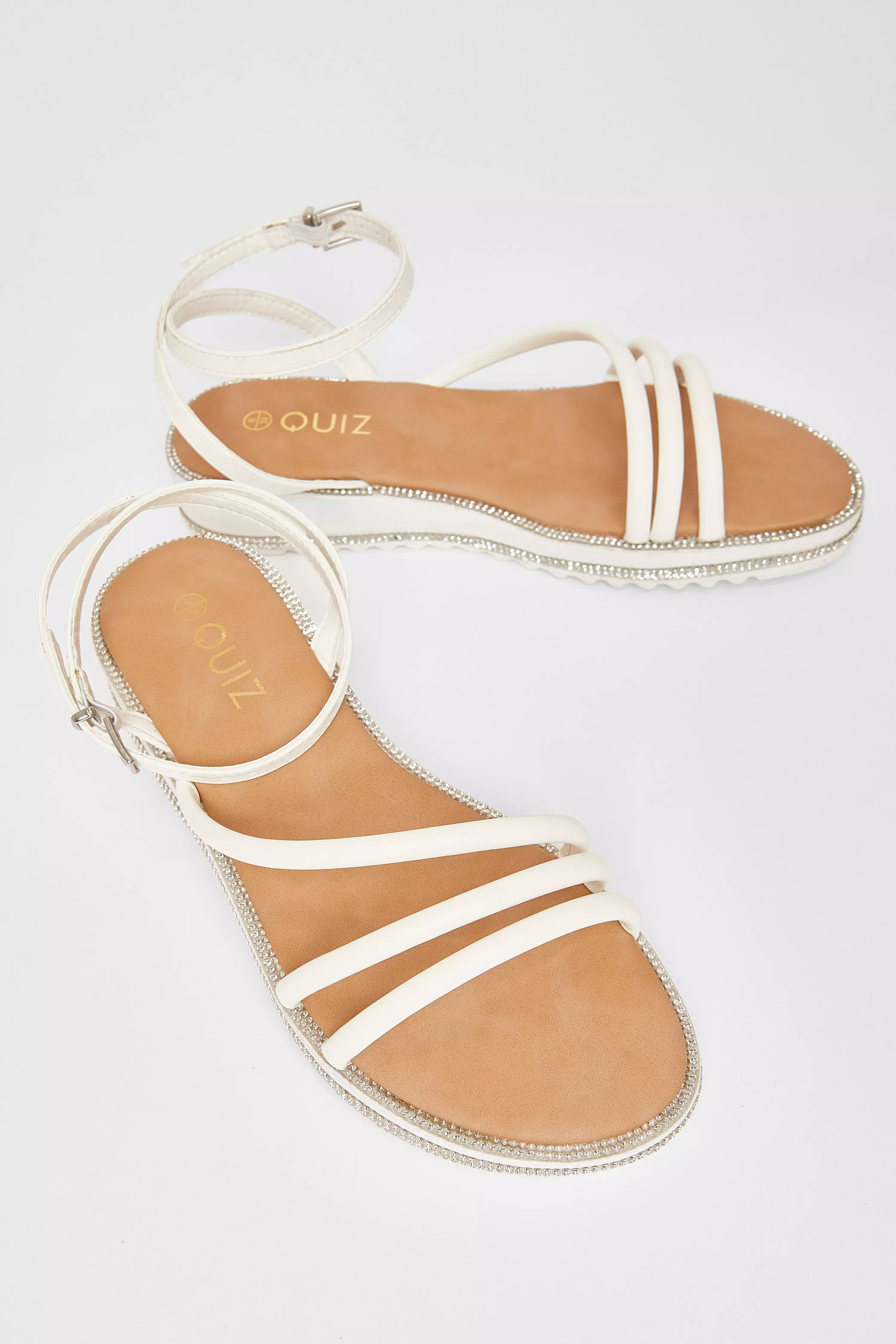 White Strappy Flat Sandals