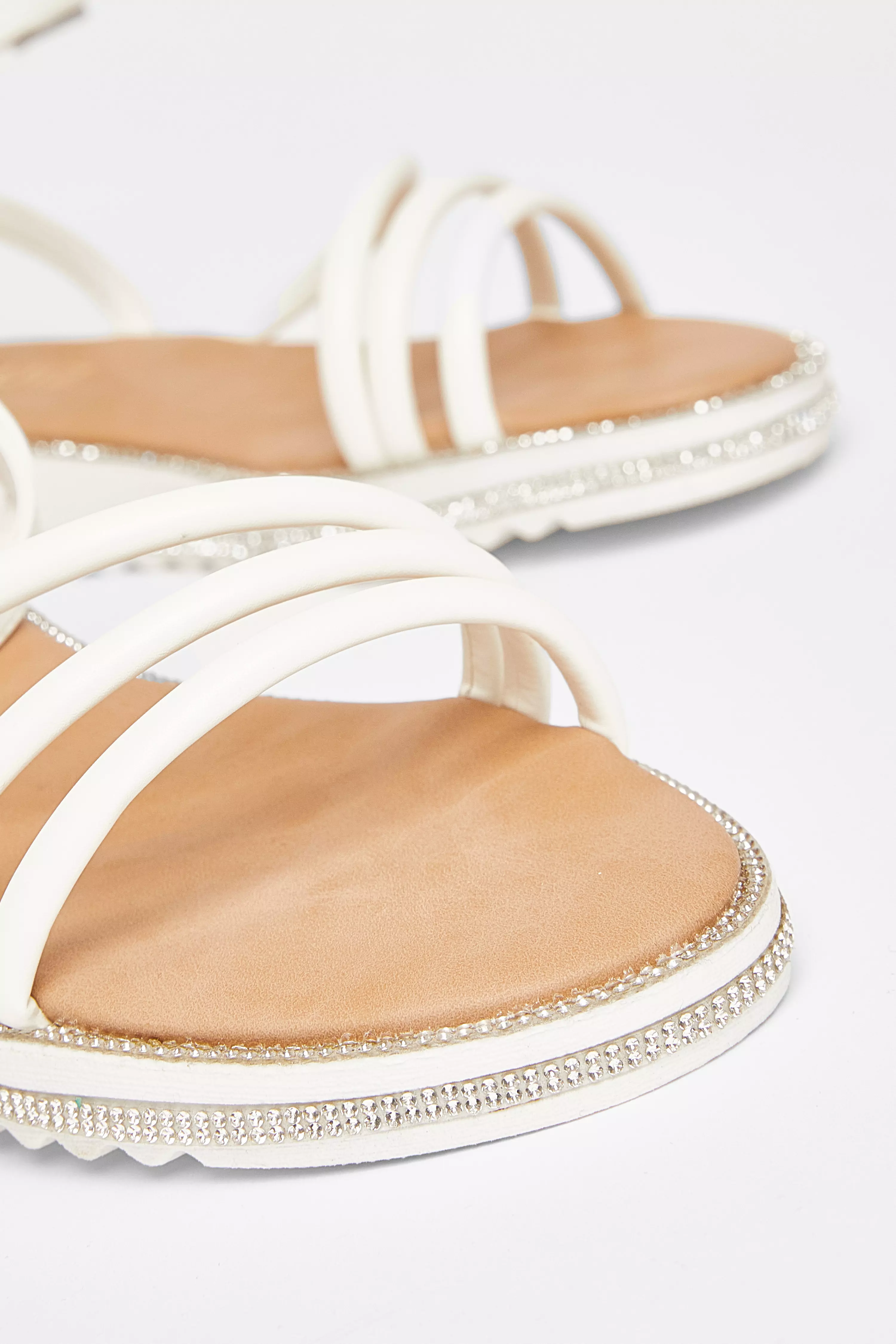 White Strappy Flat Sandals