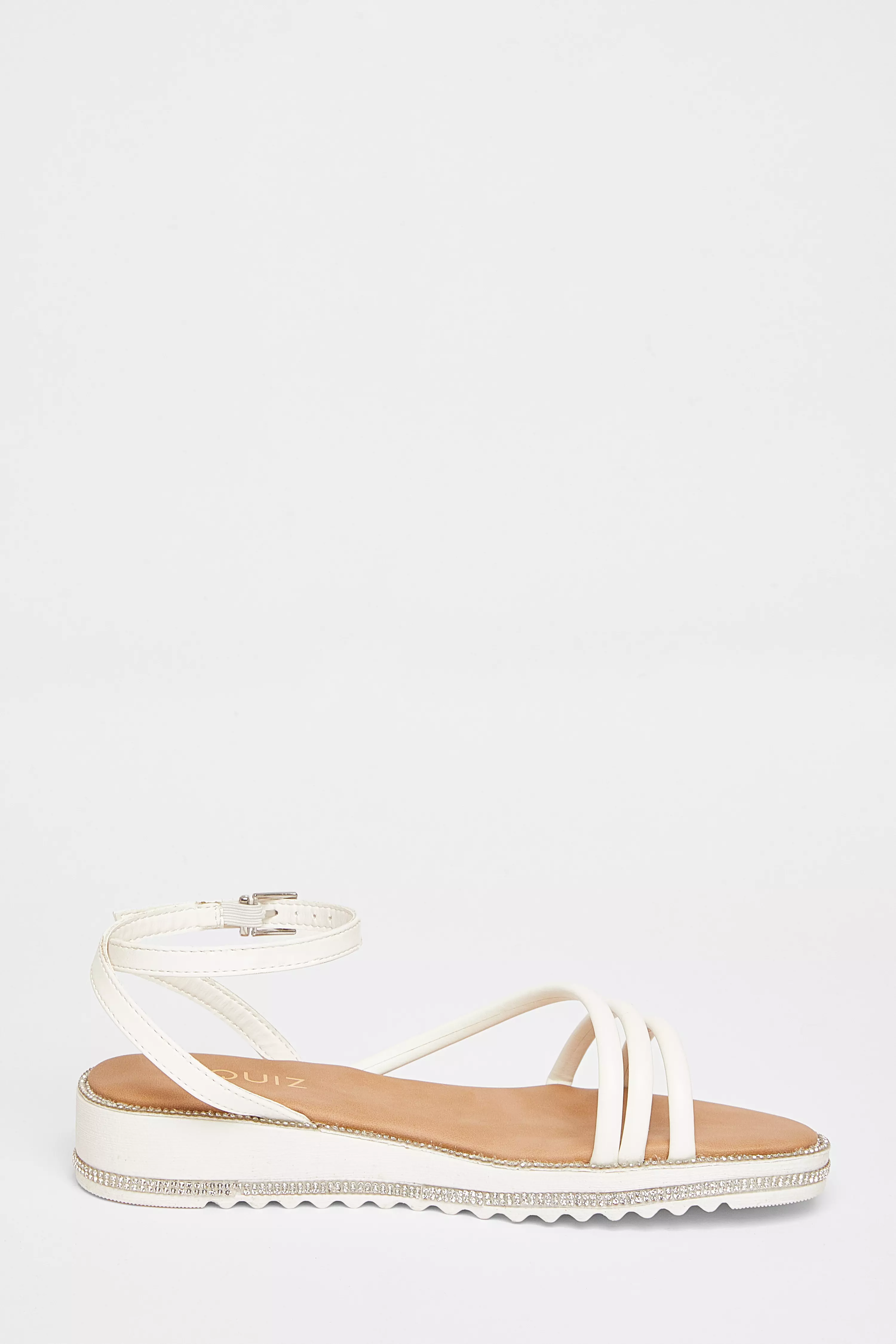 White Strappy Flat Sandals