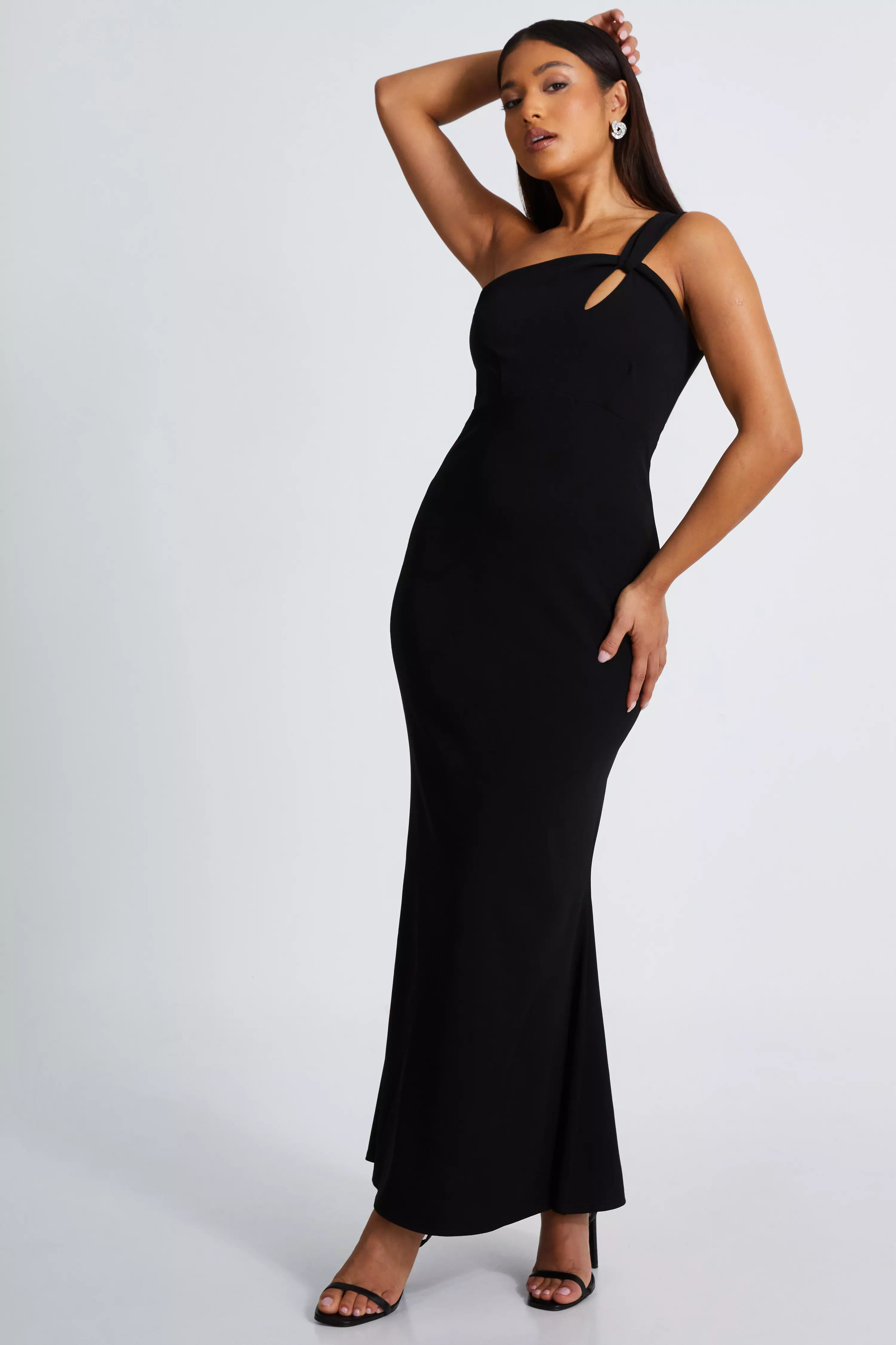 Petite Black Fishtail Midaxi Dress