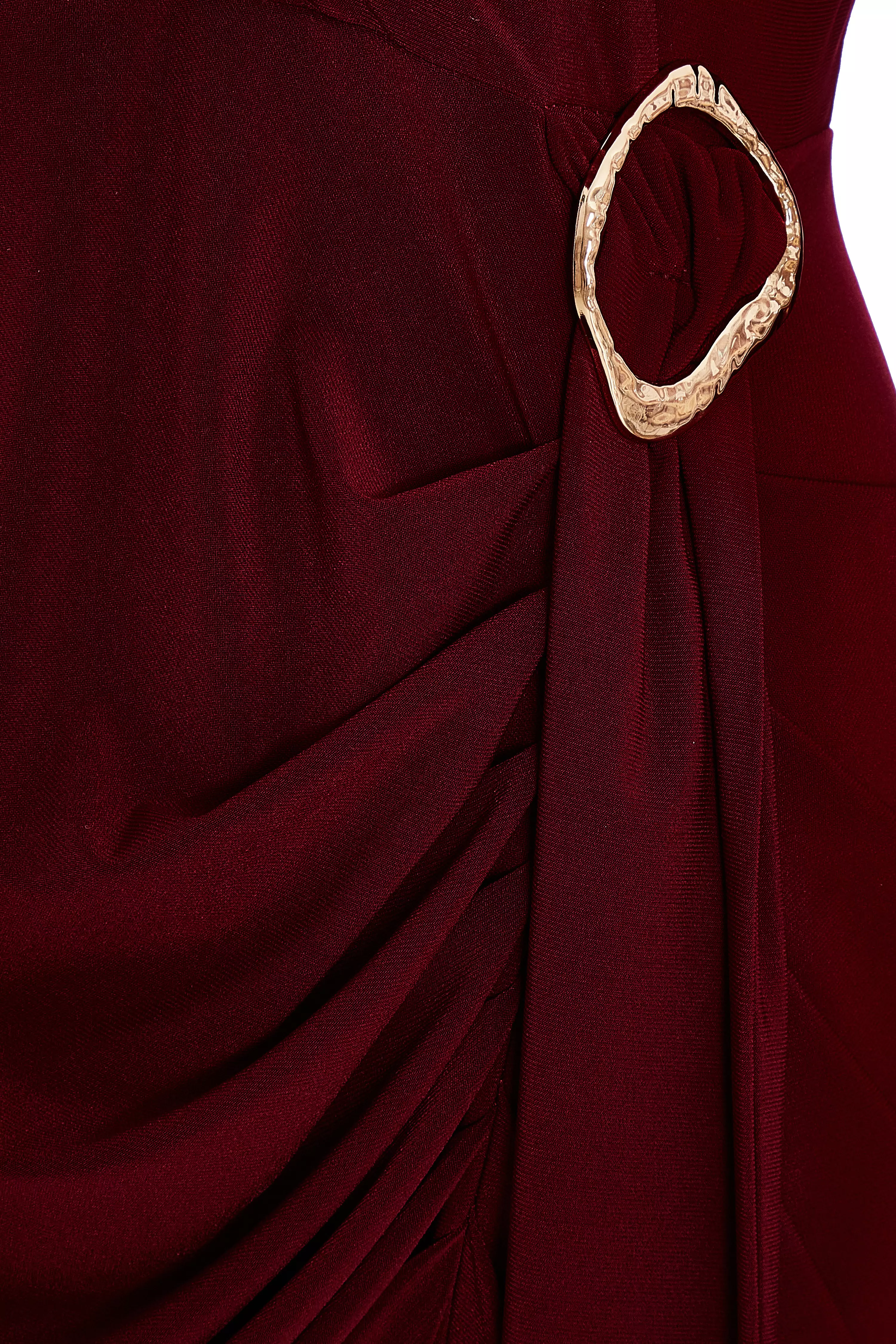 Petite Dark Red Ruched Midi Dress