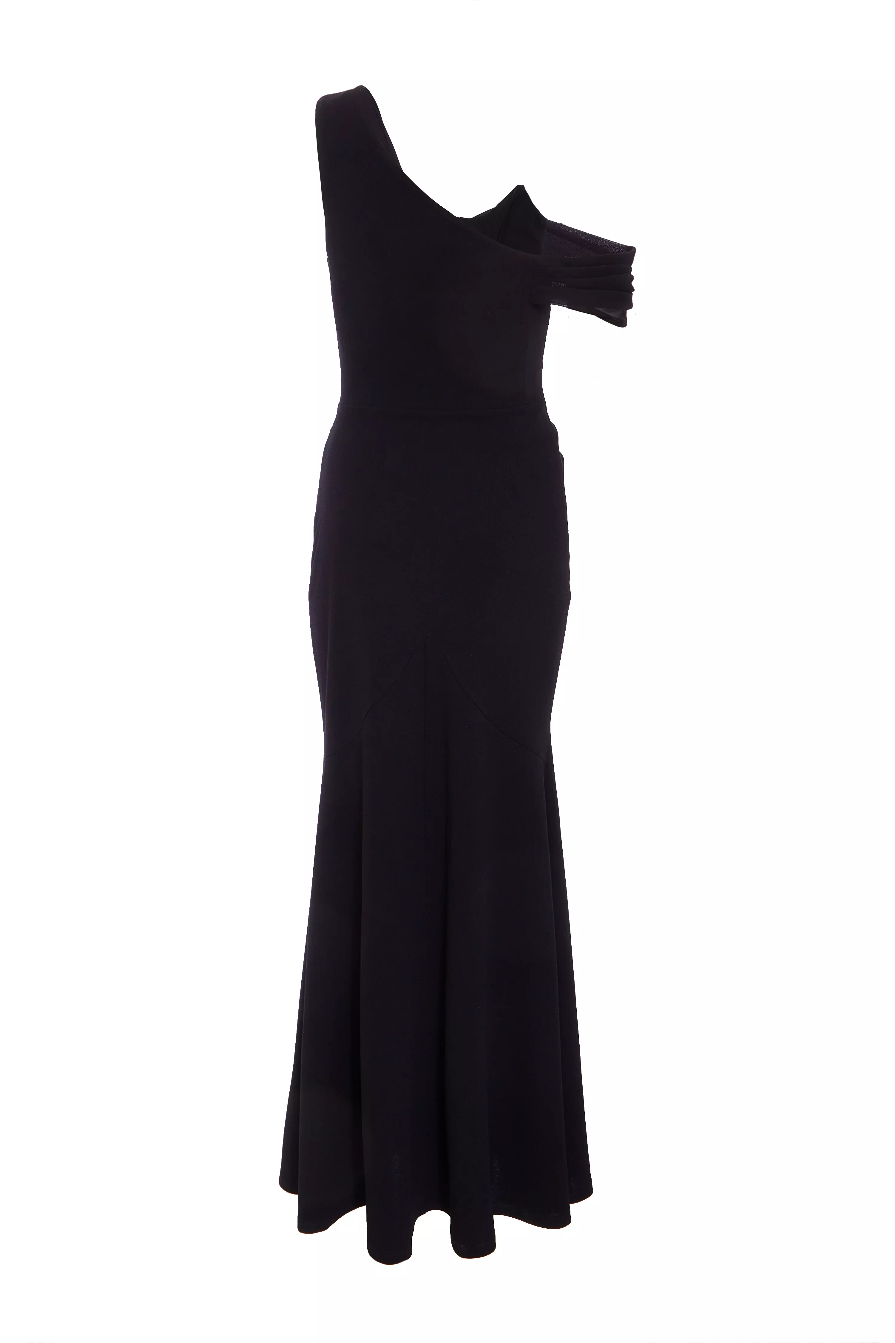 Petite Black One Shoulder Maxi Dress