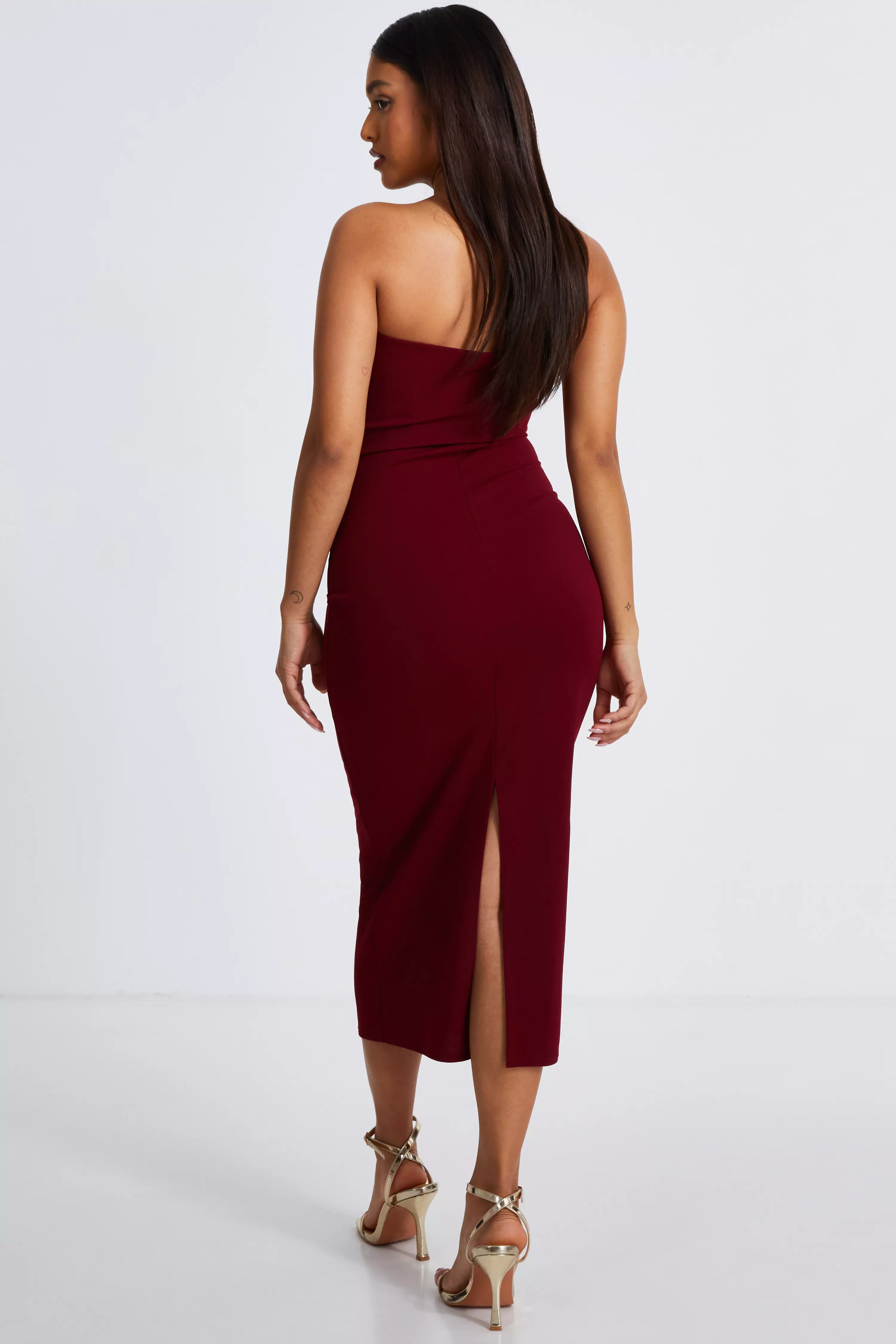 Petite Dark Red Corsage Midaxi Dress