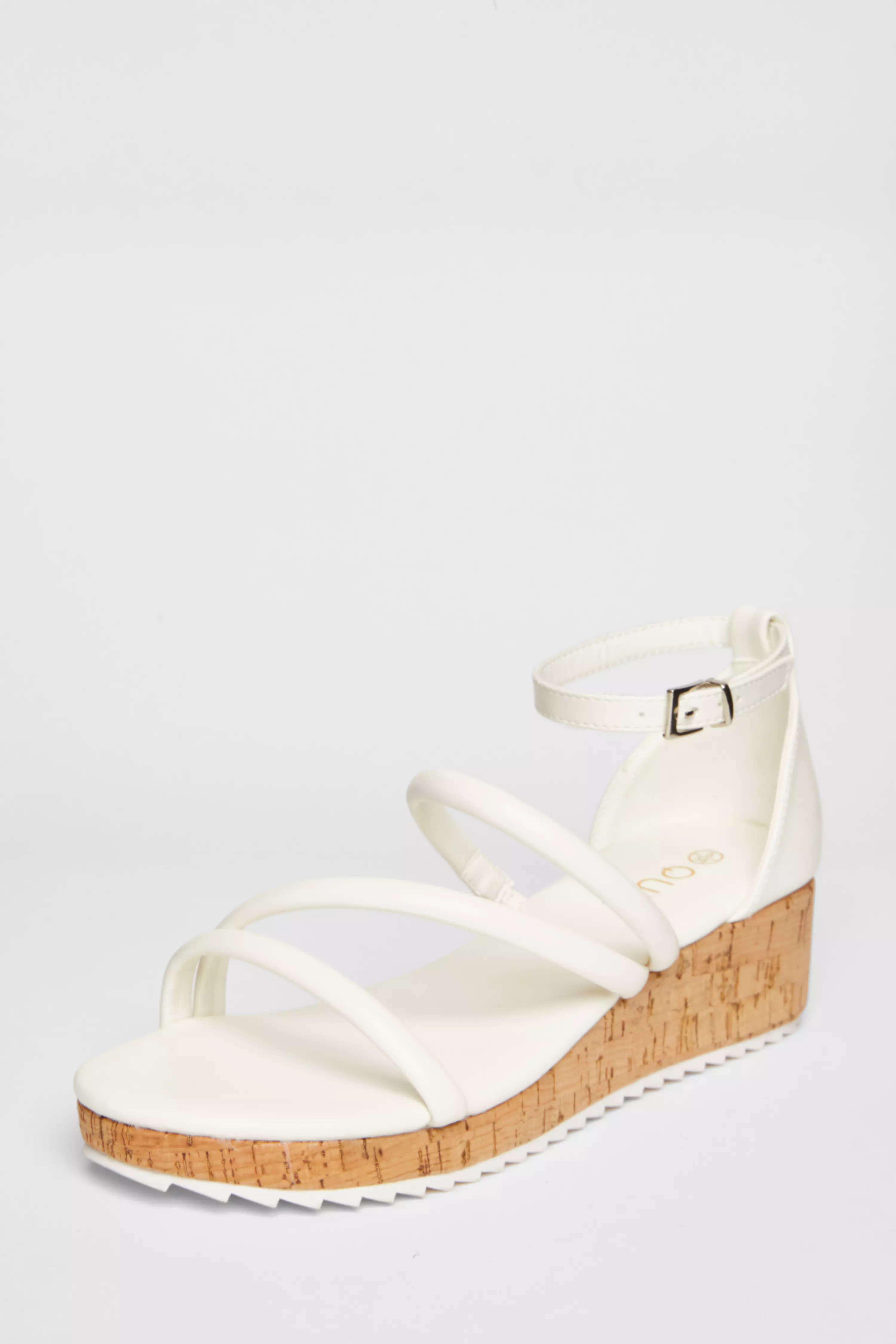 White Strappy Low Wedges