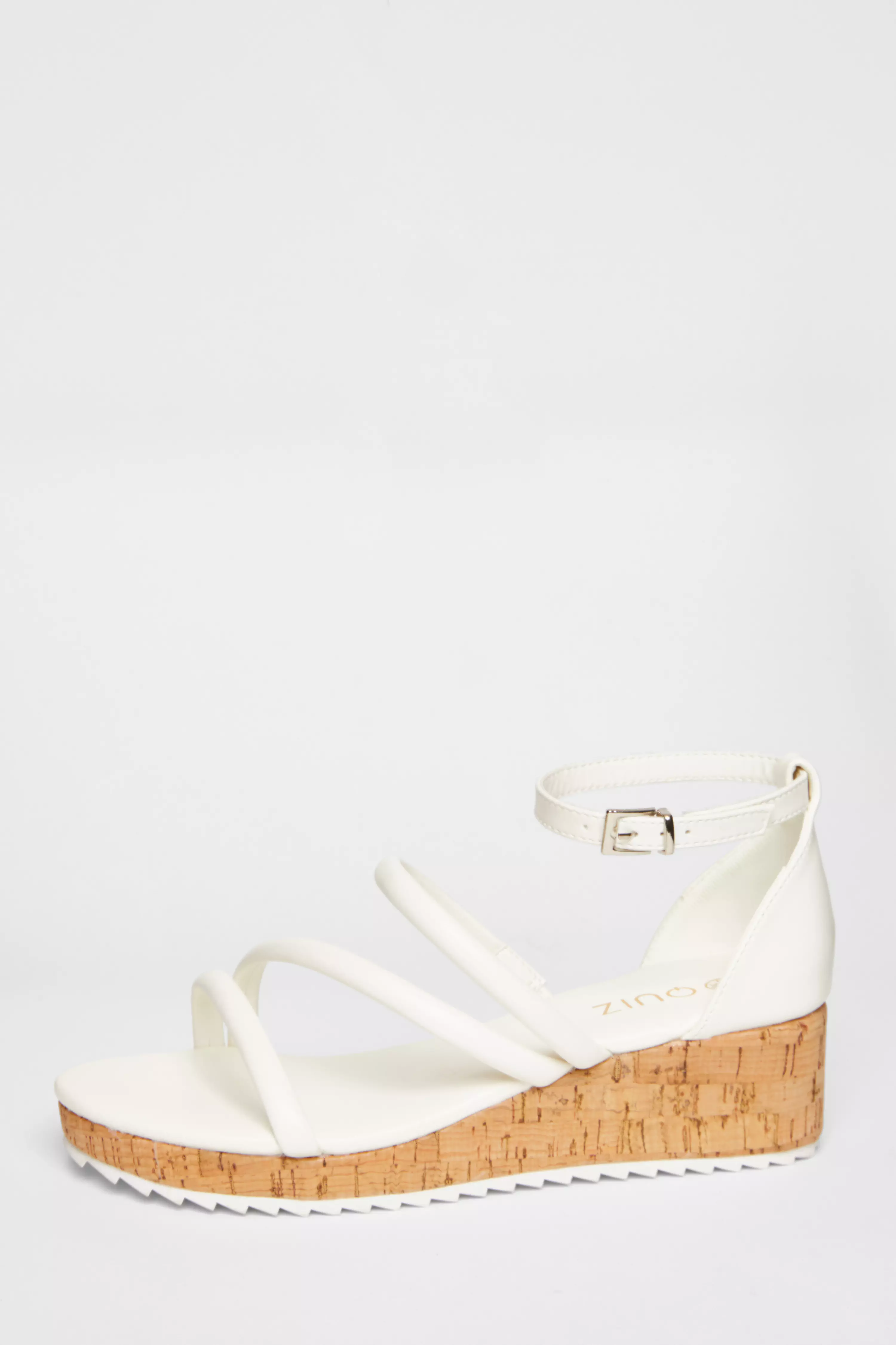 White Strappy Low Wedges