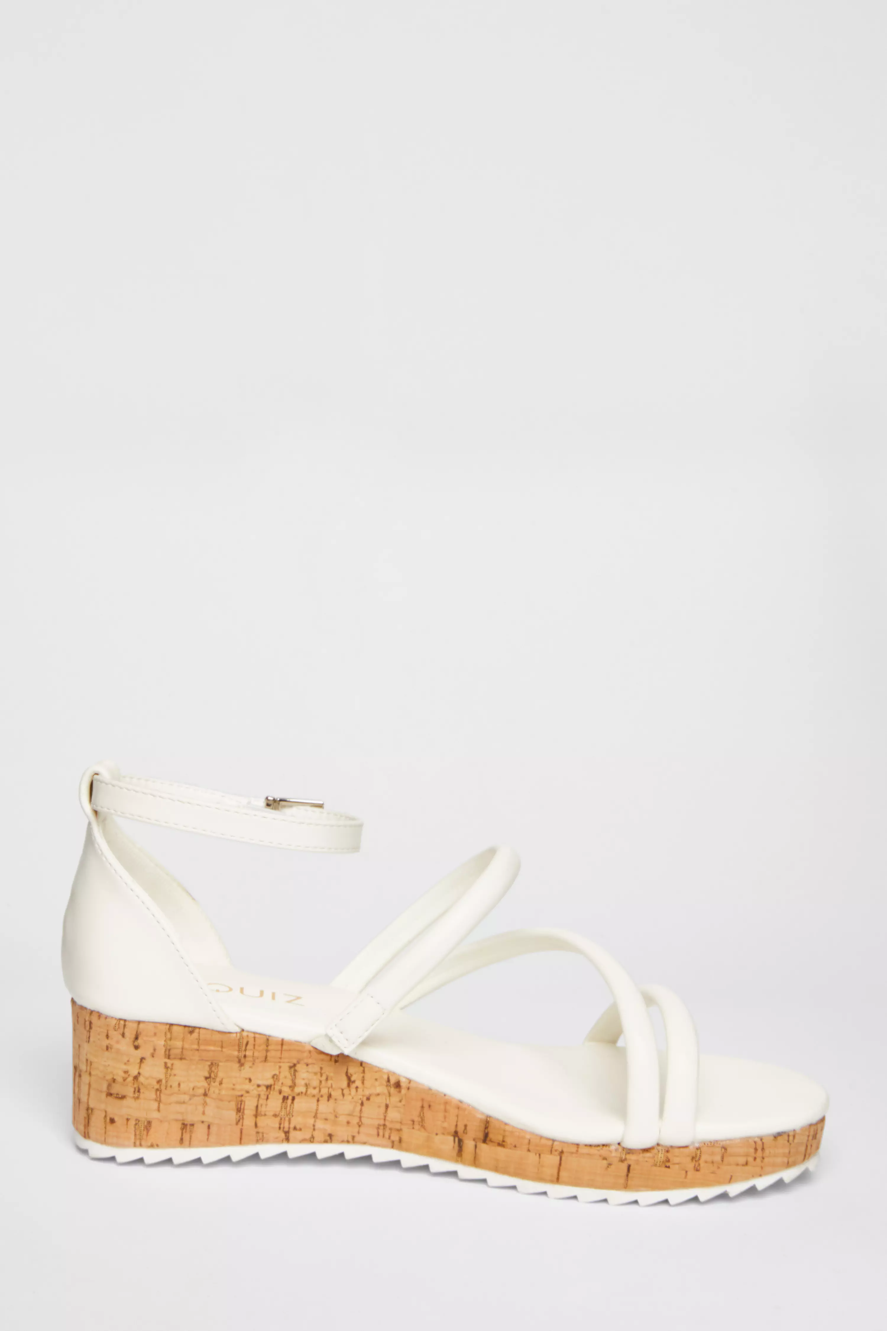 White Strappy Low Wedges