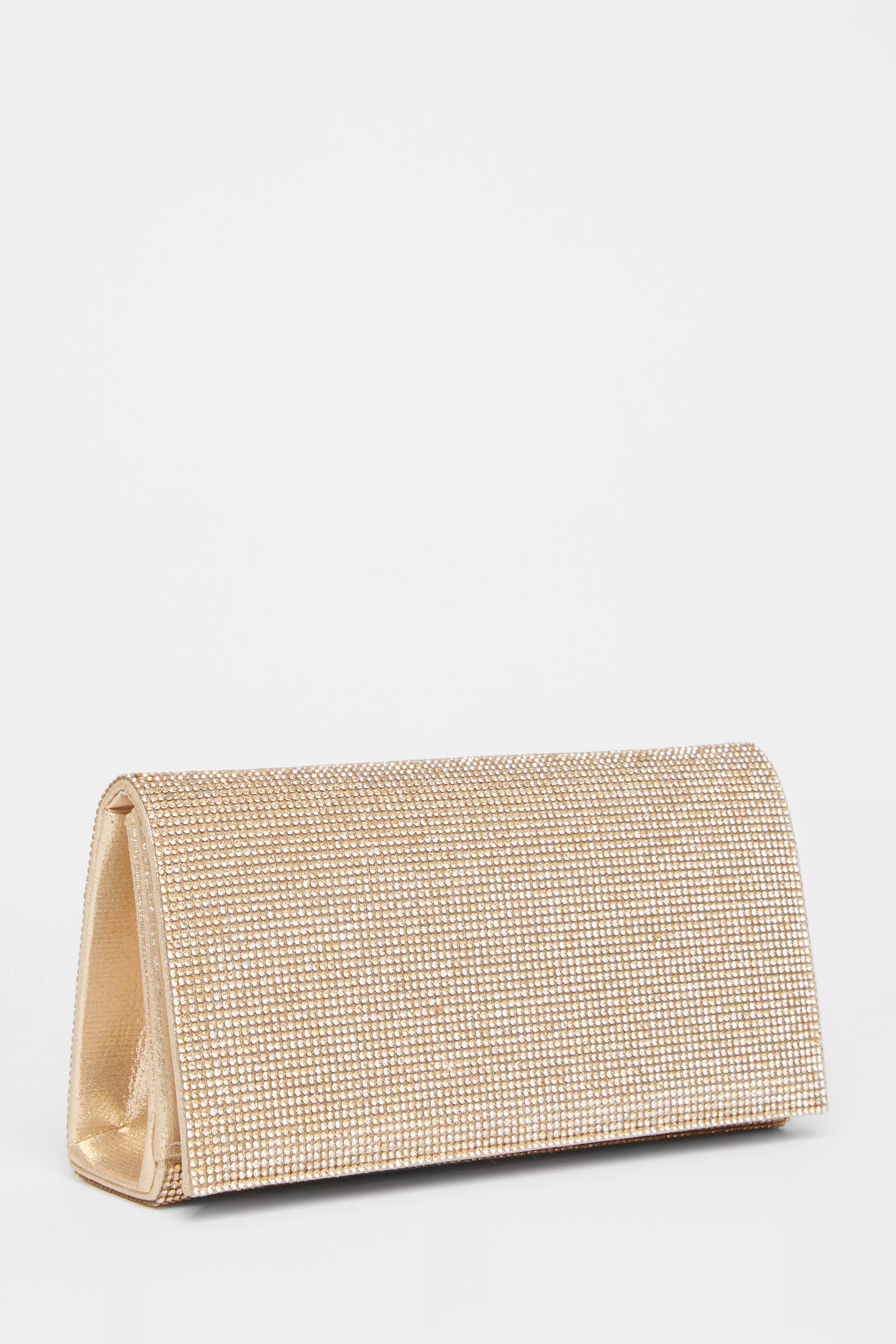 Gold Diamante Rectangle Clutch 