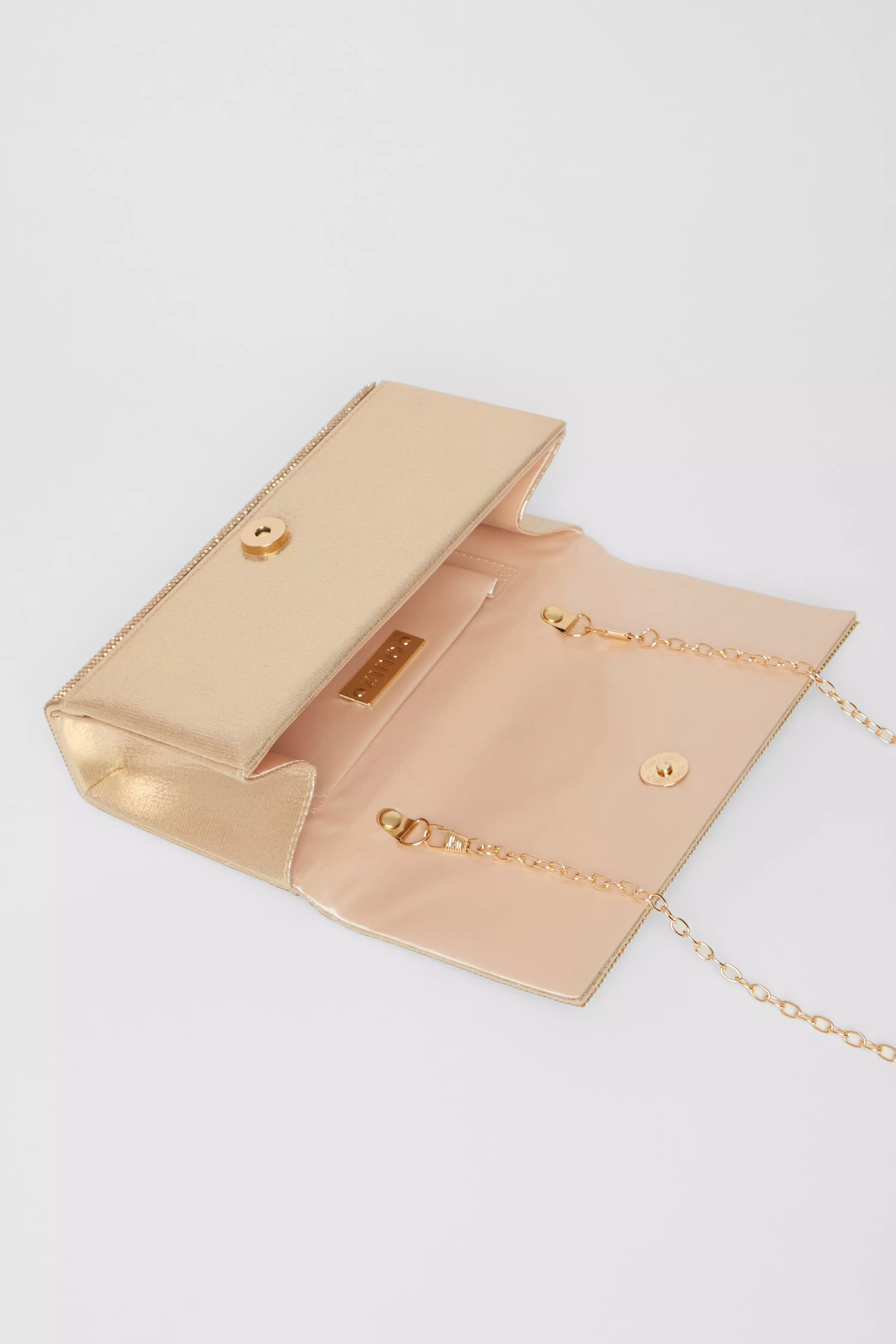 Gold Diamante Rectangle Clutch 