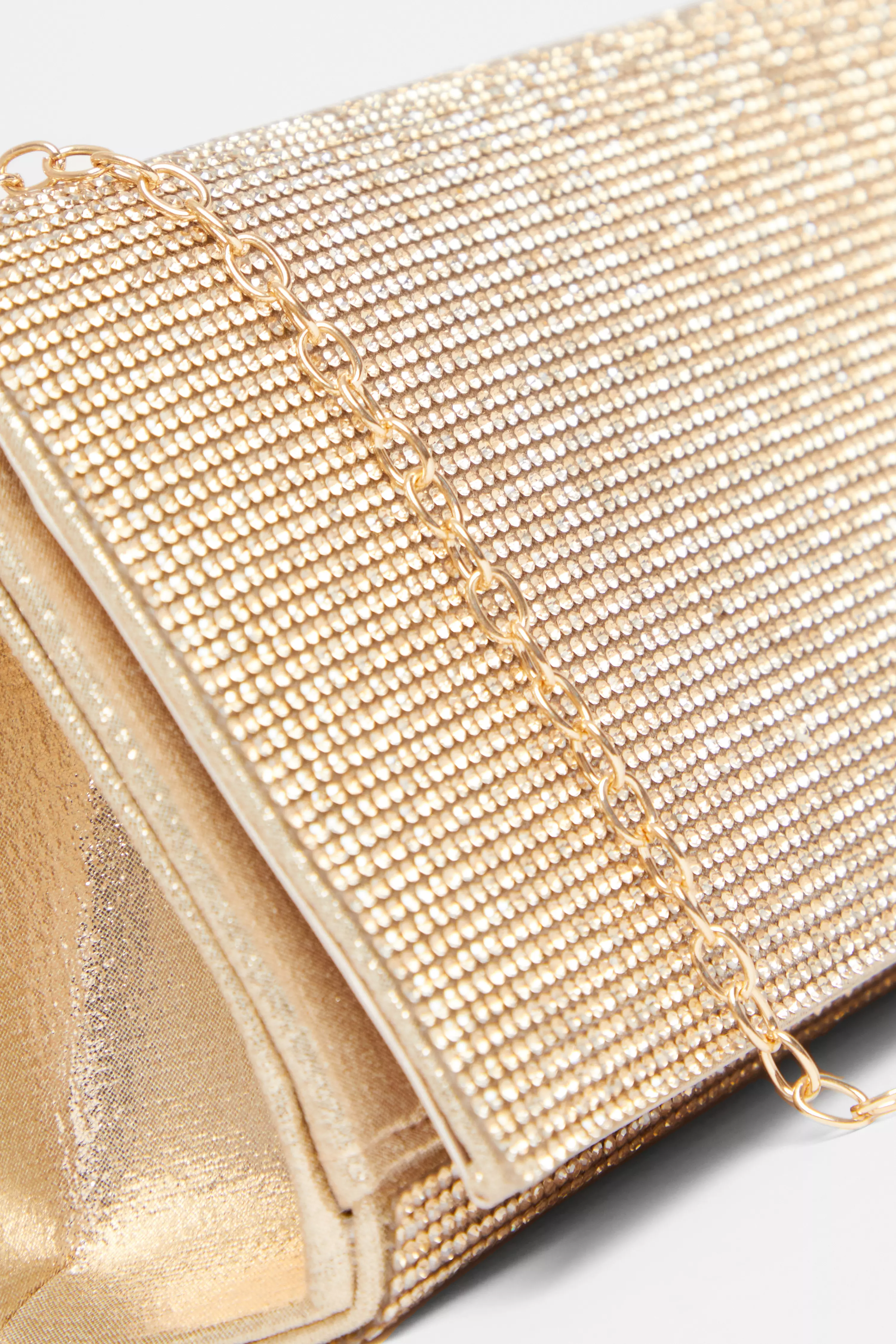 Gold Diamante Rectangle Clutch 