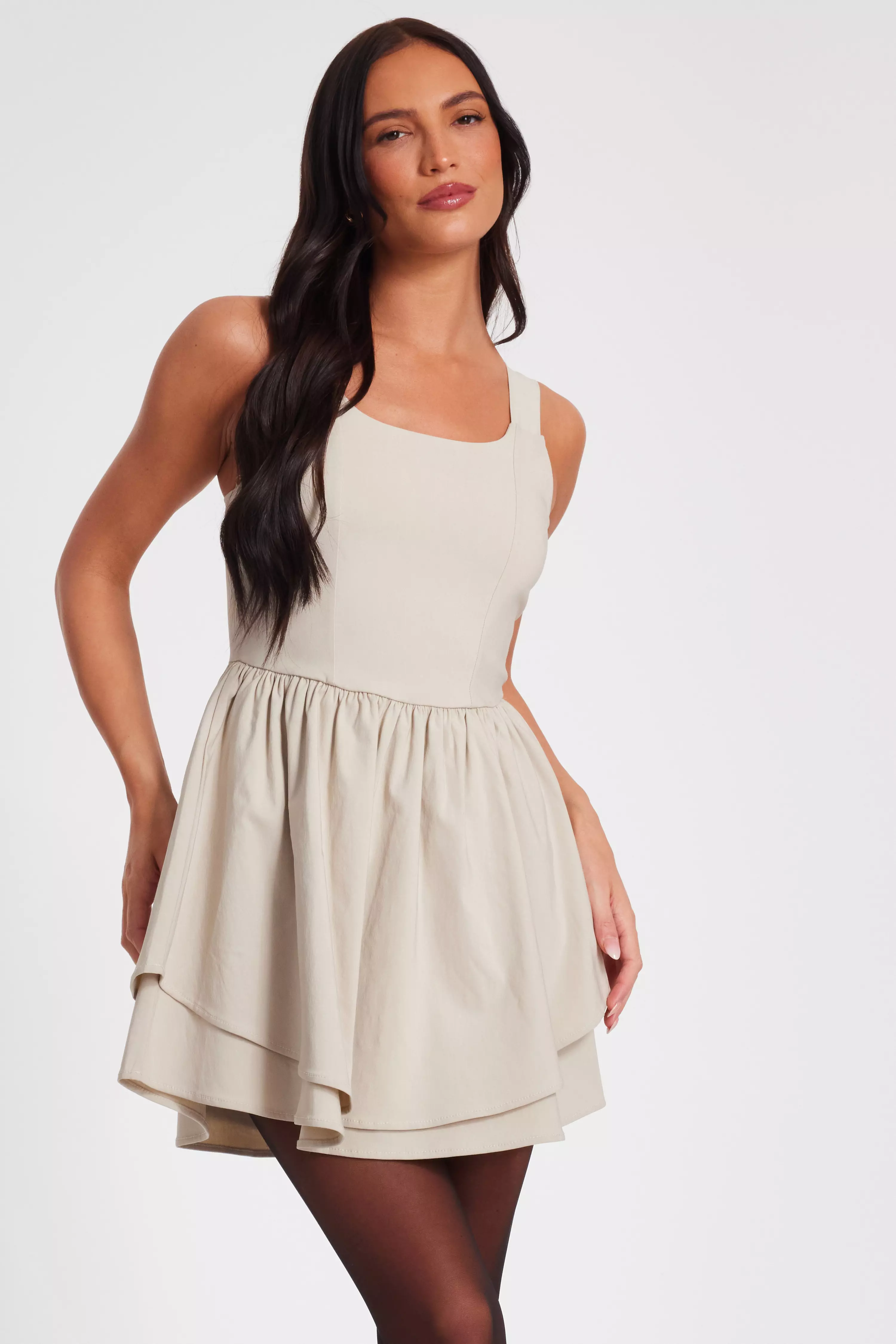 Stone Double Layered Skater Dress