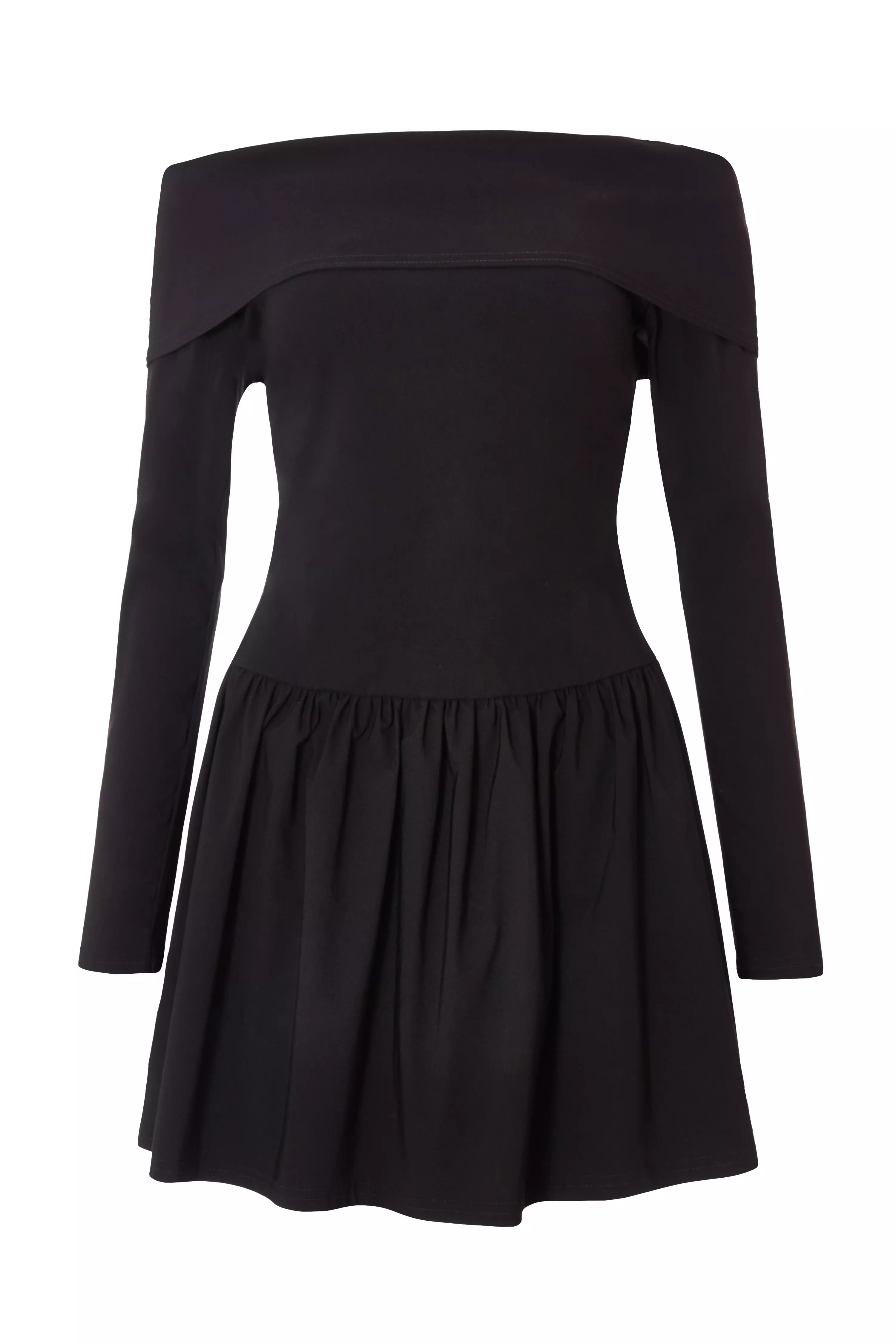 Black Bardot Skater Dress