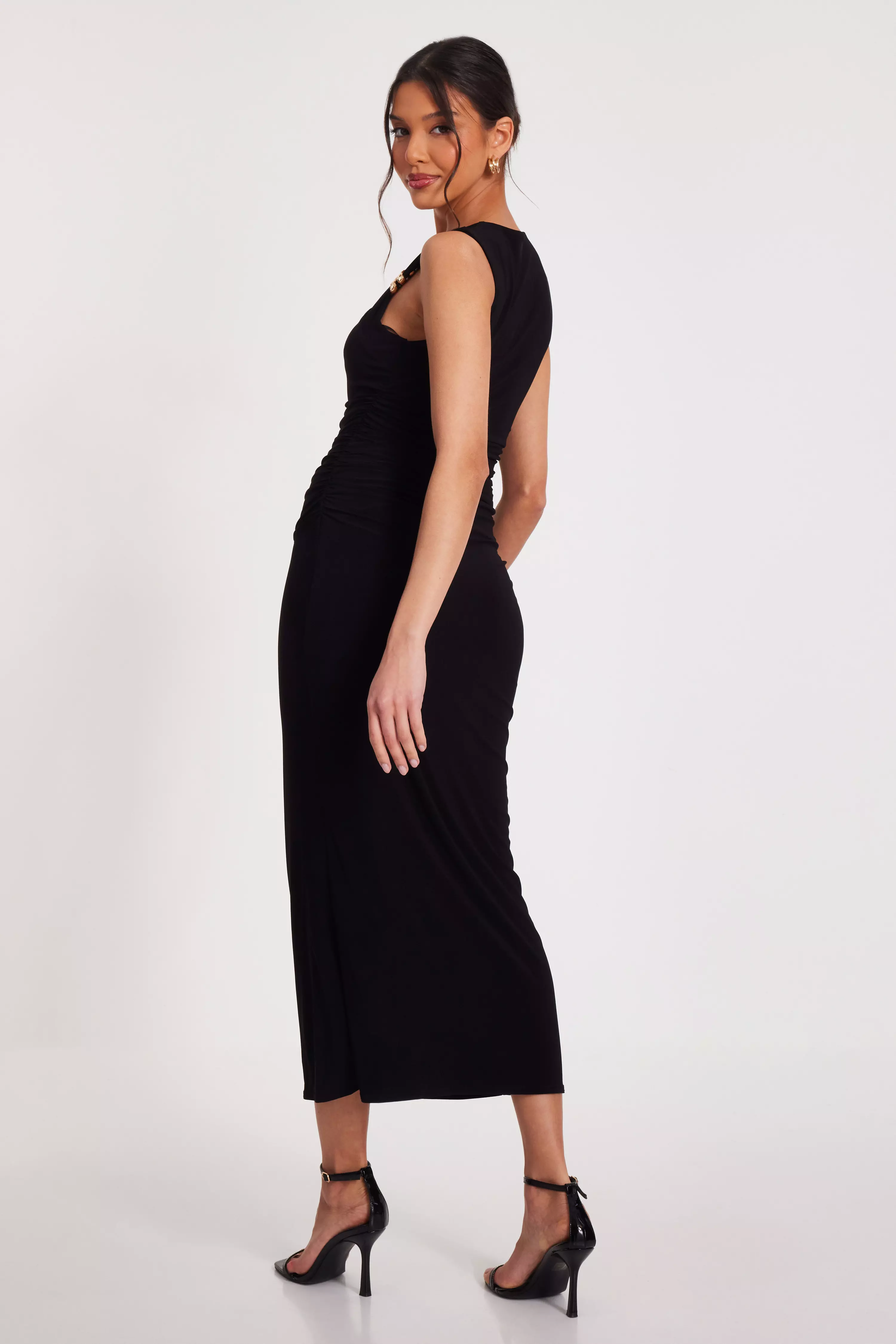 Black Asymmetric Midaxi Dress