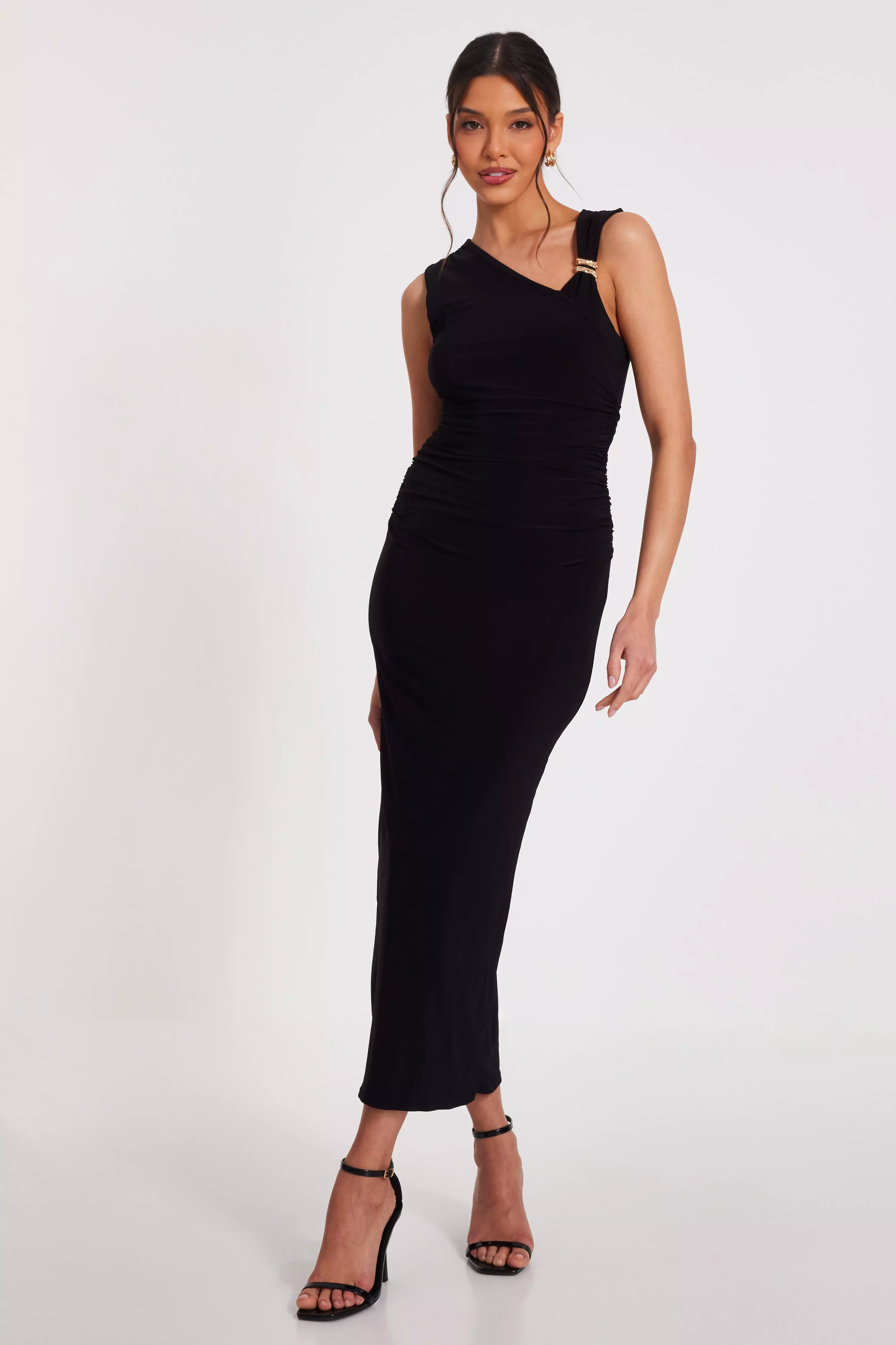 Black Asymmetric Midaxi Dress