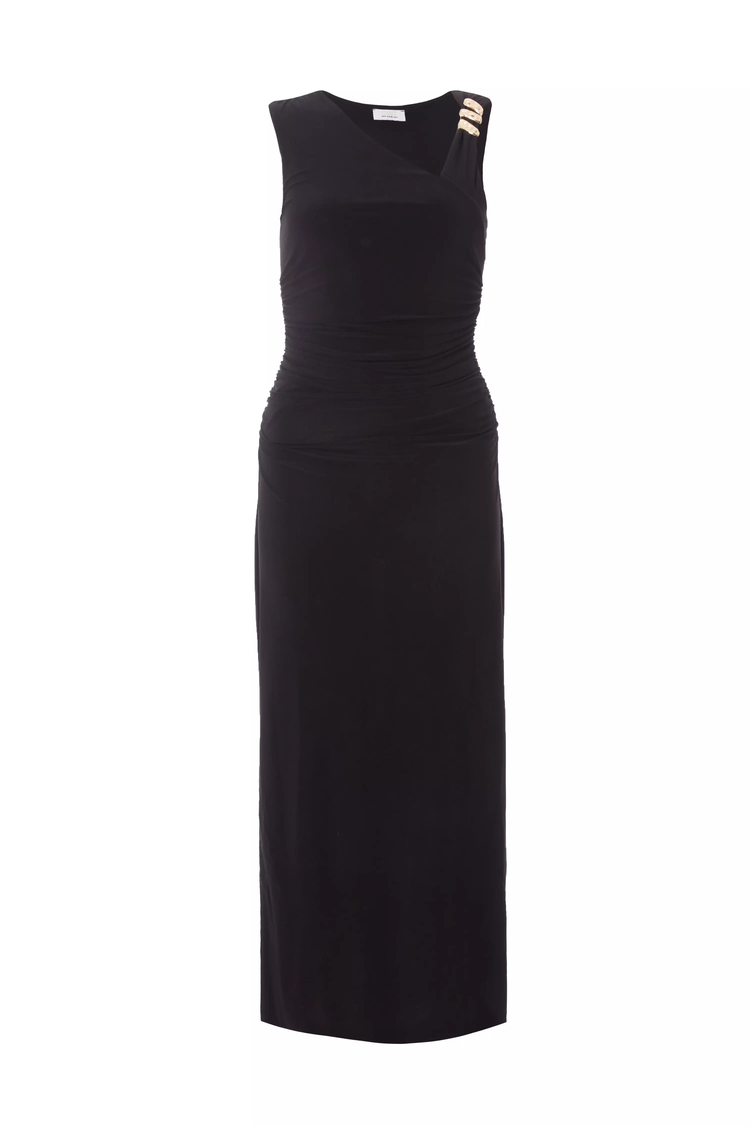 Black Asymmetric Midaxi Dress