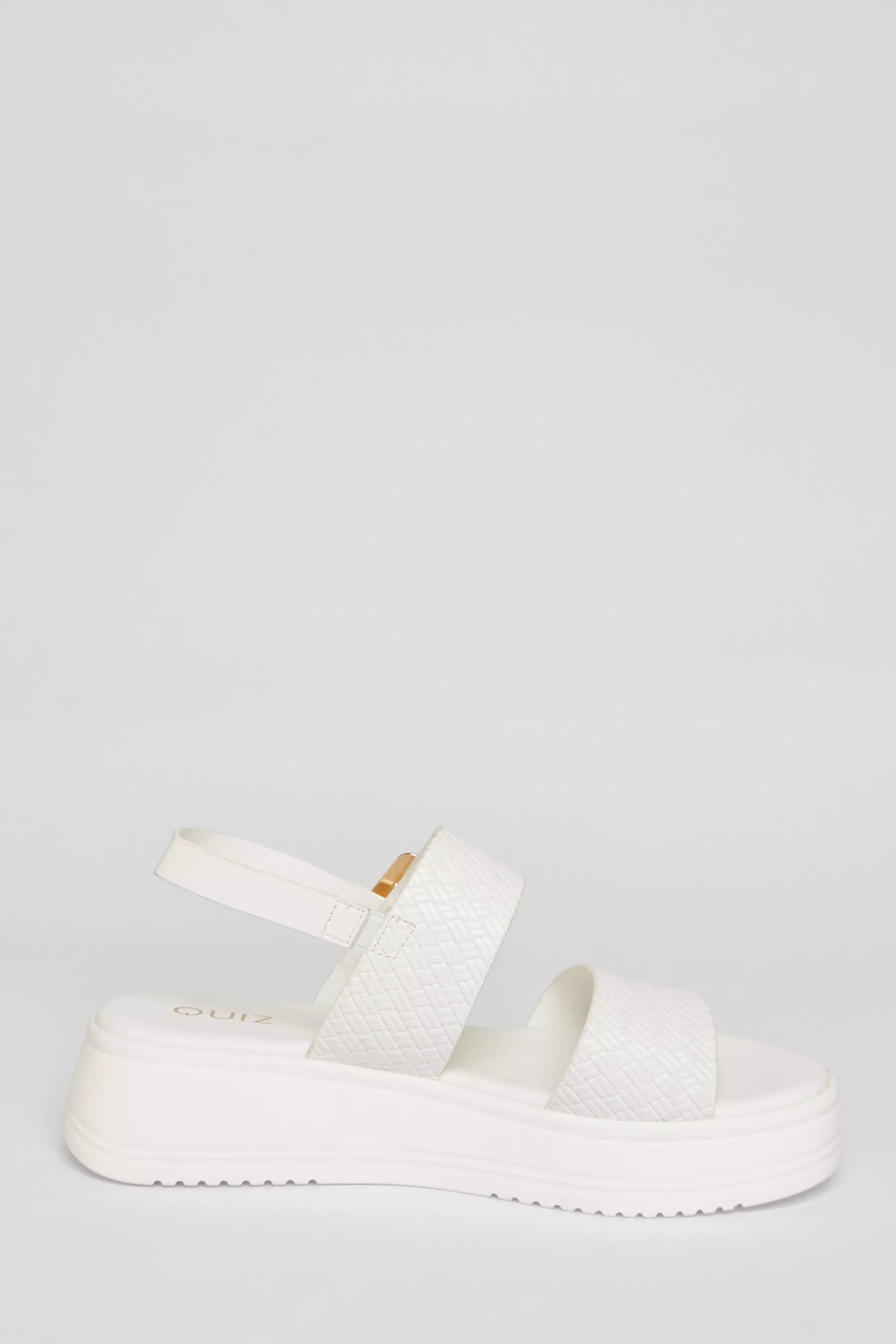 White Buckle Flatform Sandals