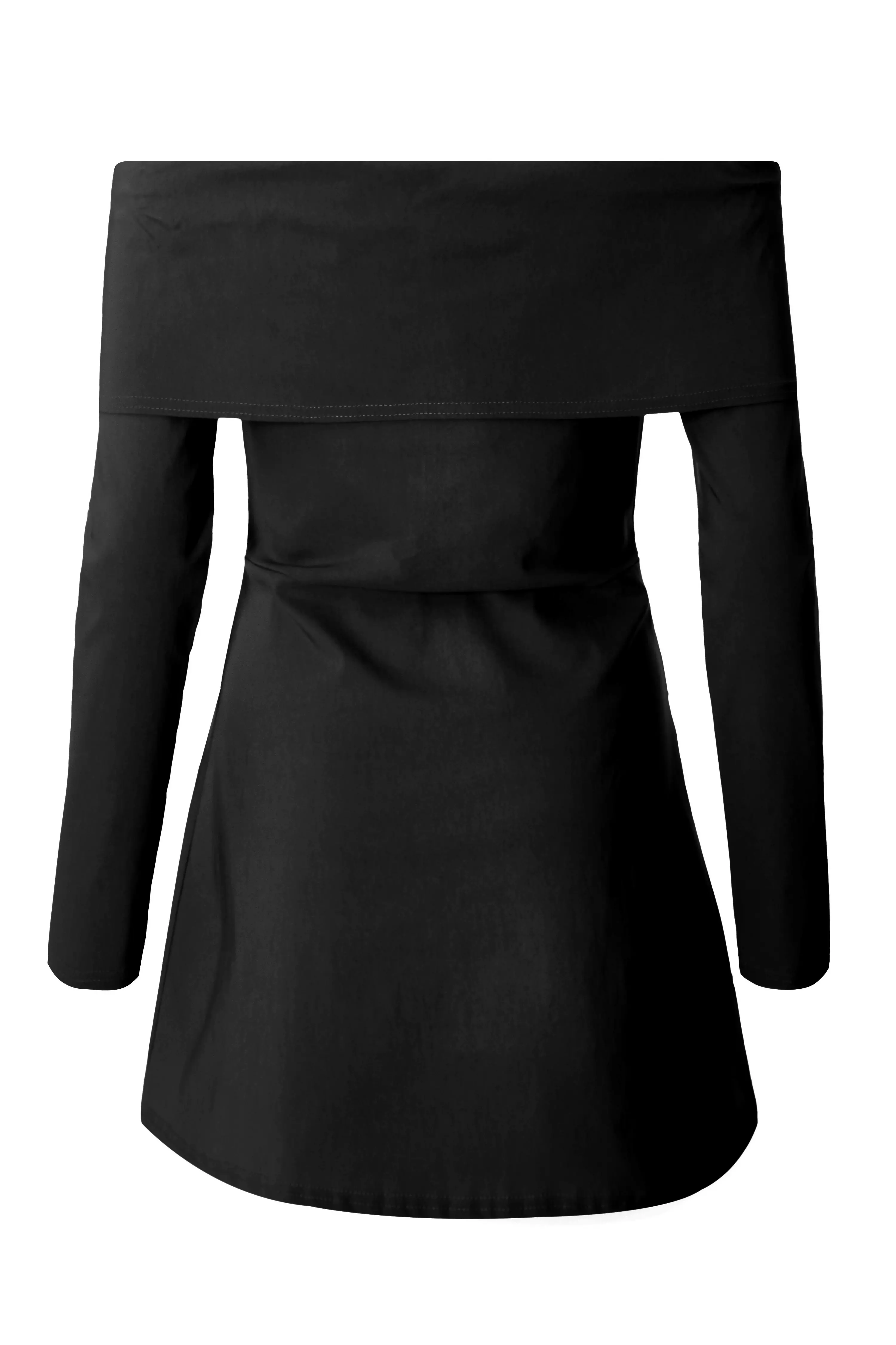 Black Bardot Long Sleeve Mini Dress