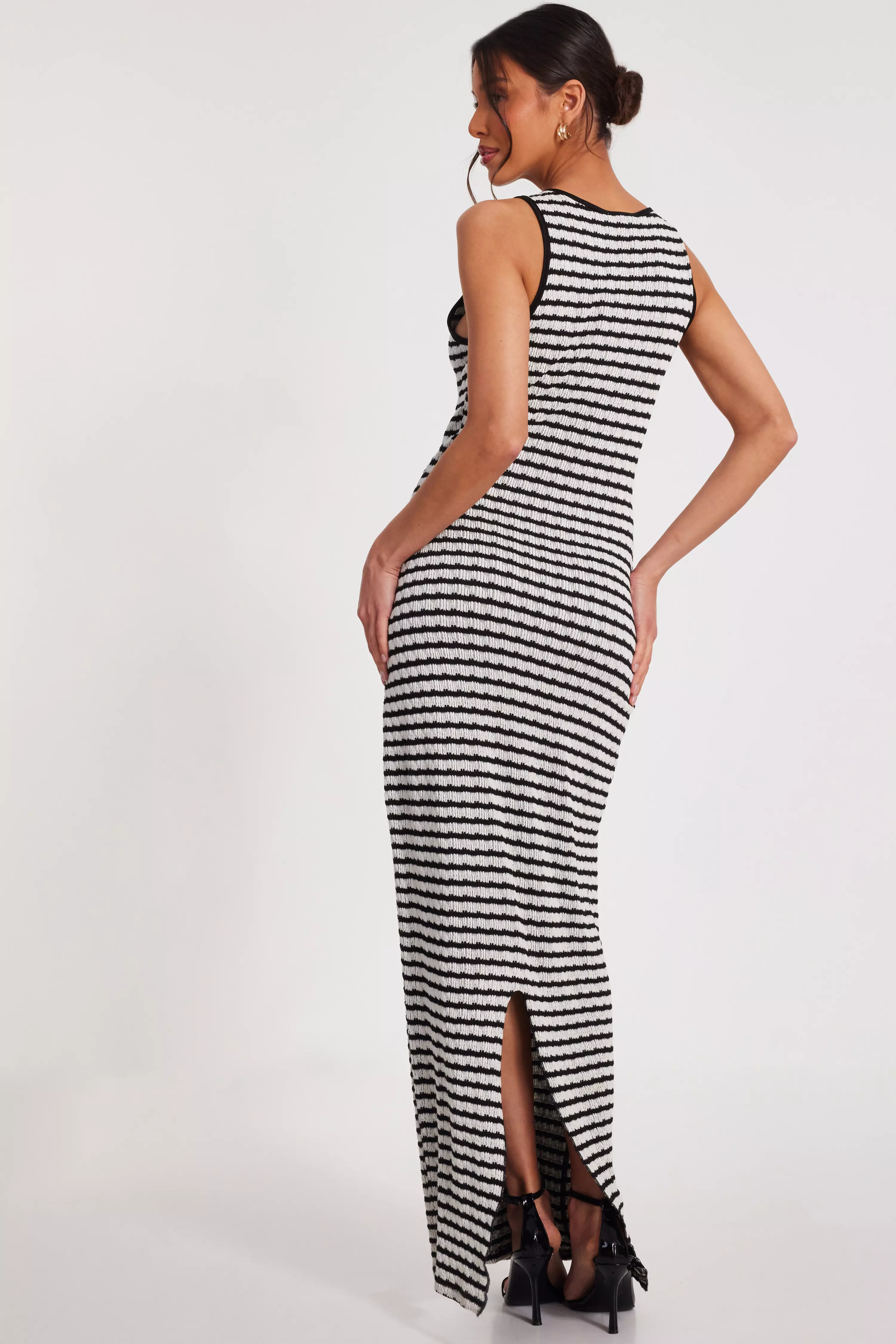 White Stripe Midaxi Dress