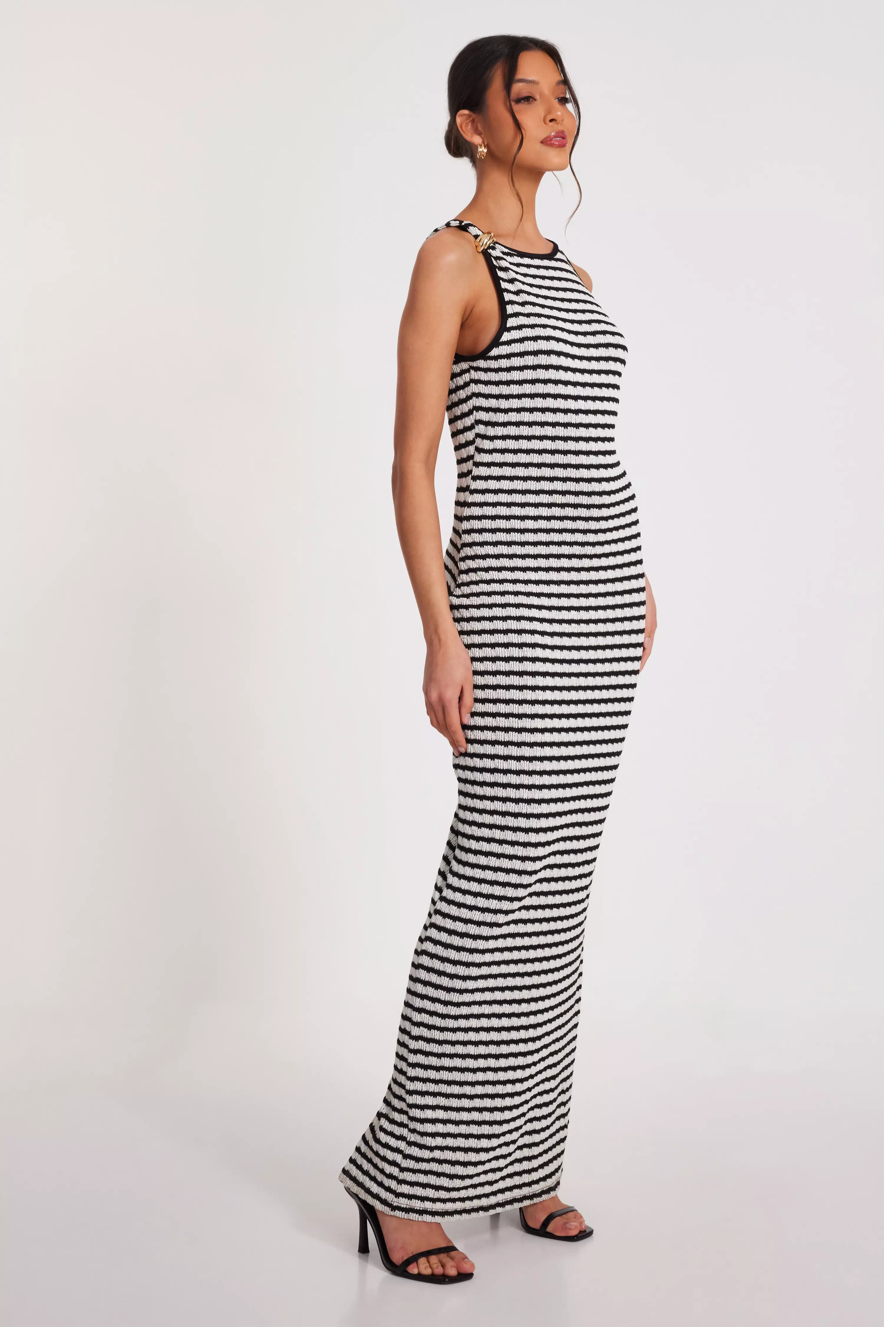 White Stripe Midaxi Dress