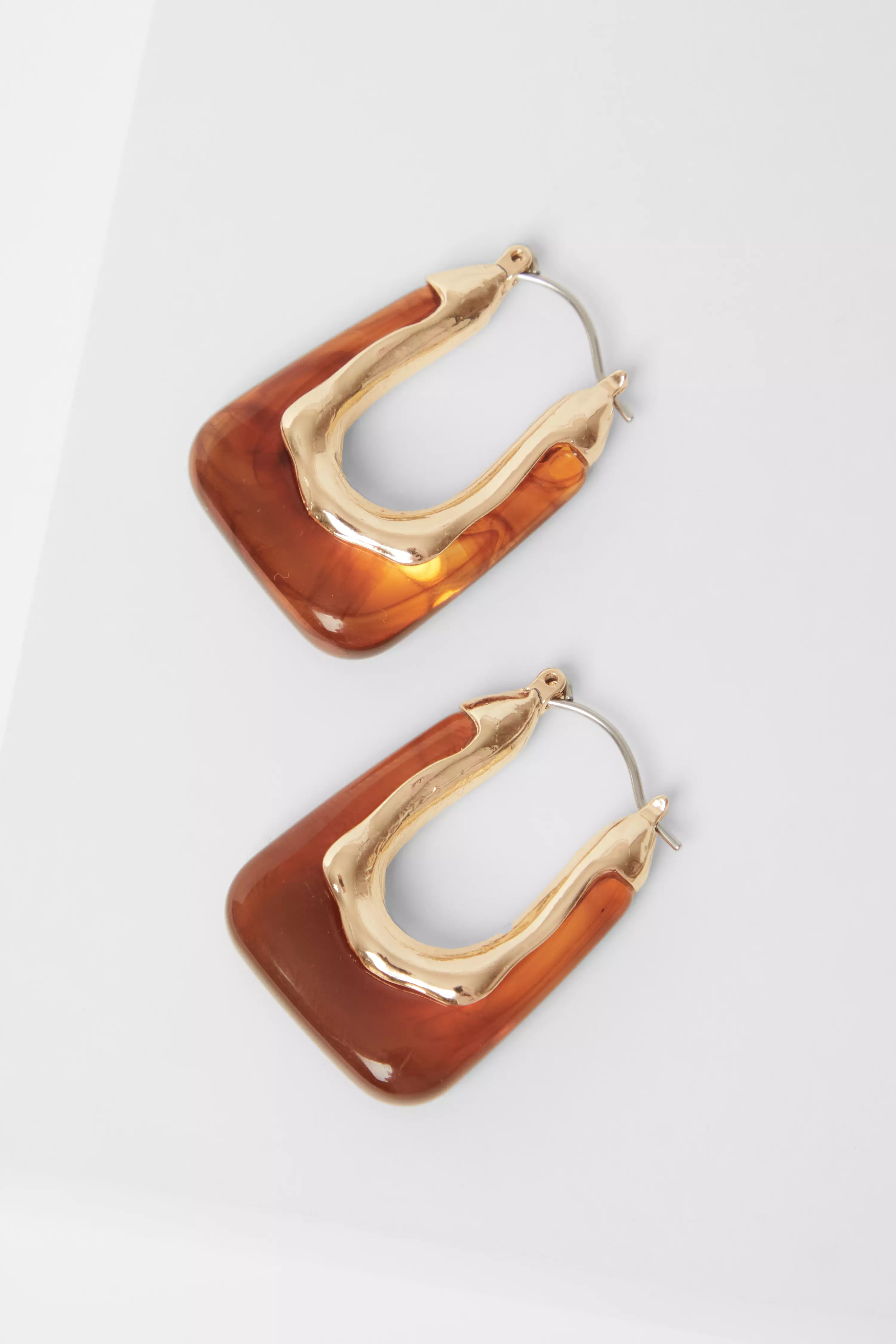 Brown Resin Hoop Earrings