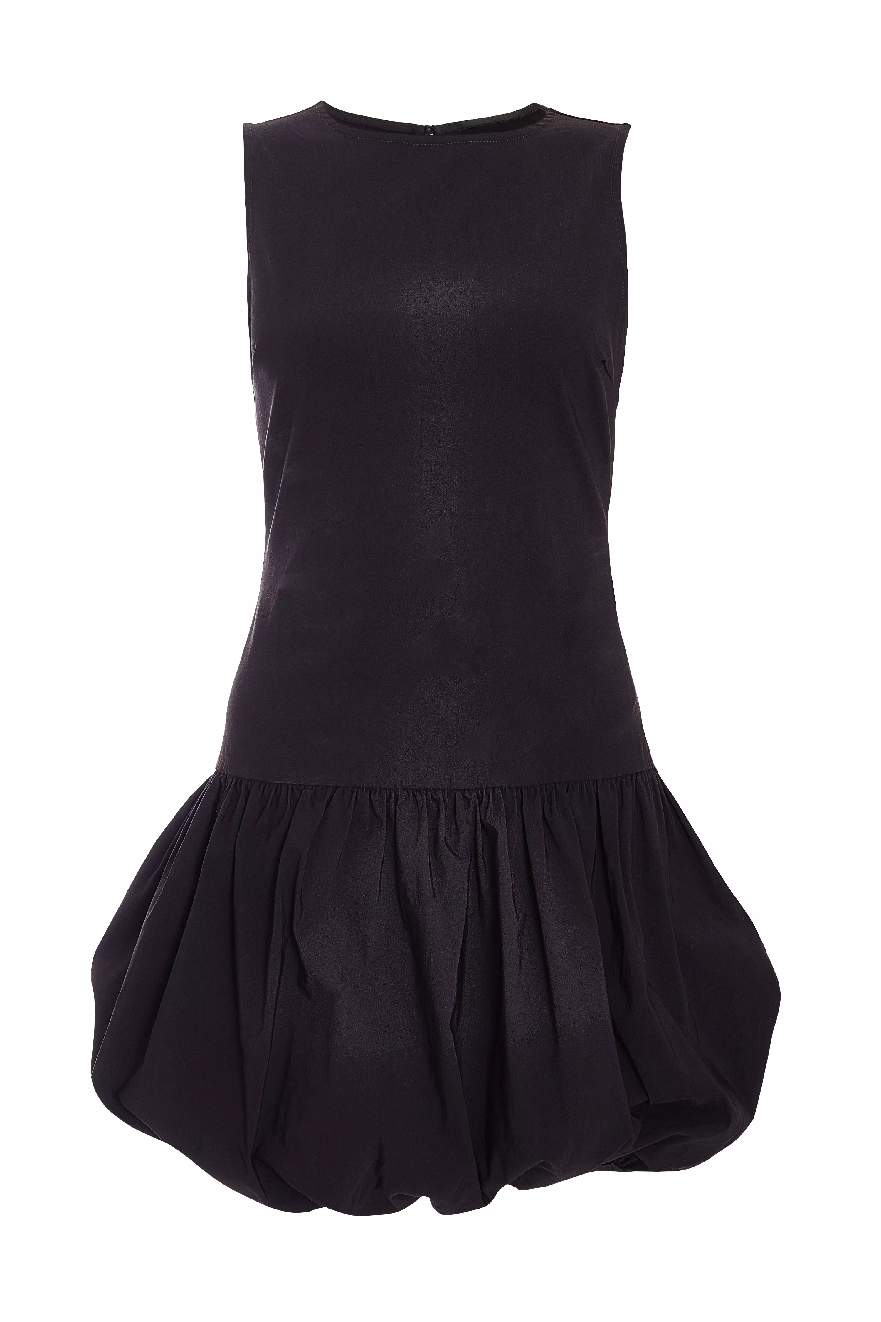 Black Puff Ball Skater Dress