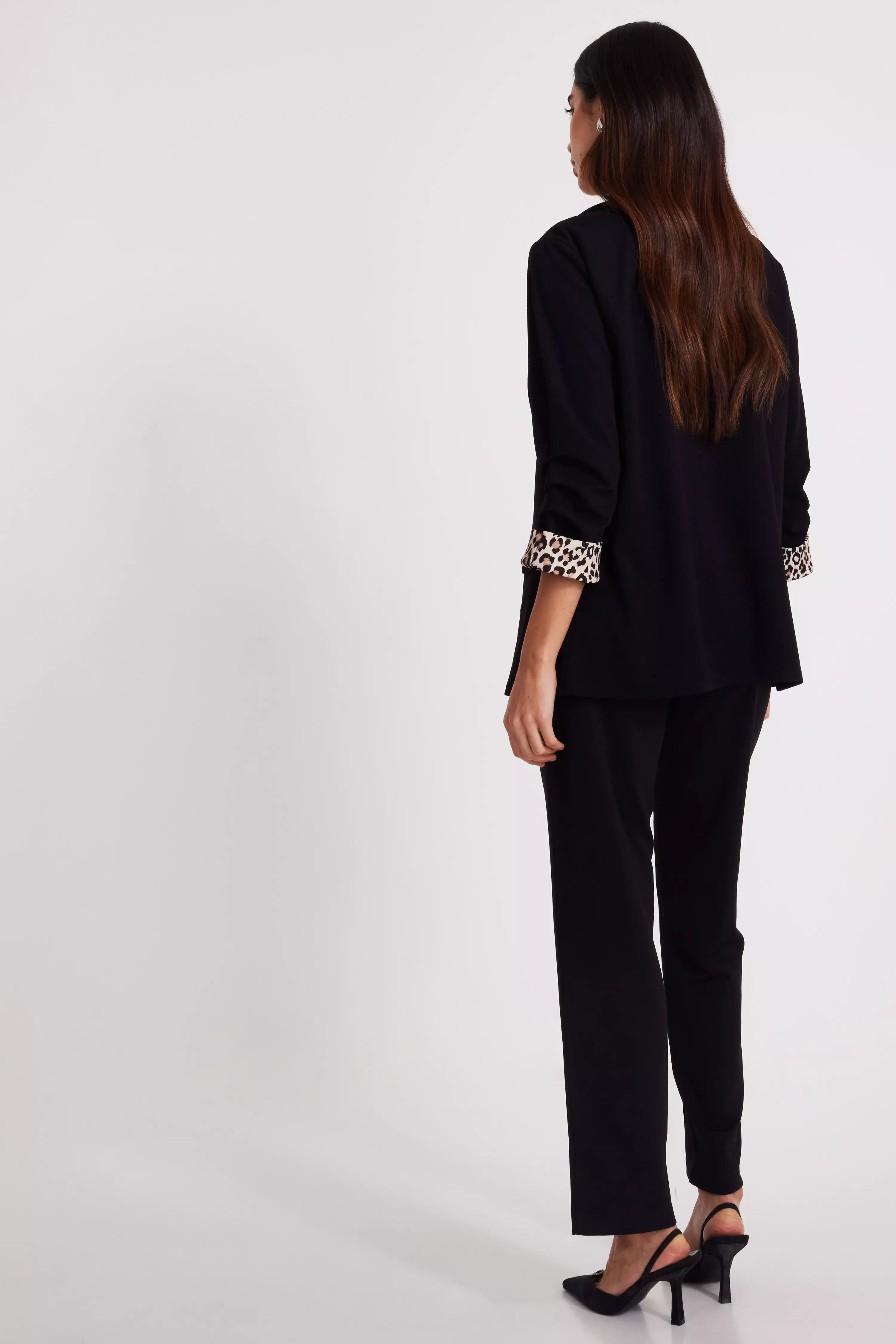 Black Ruched Sleeve Blazer