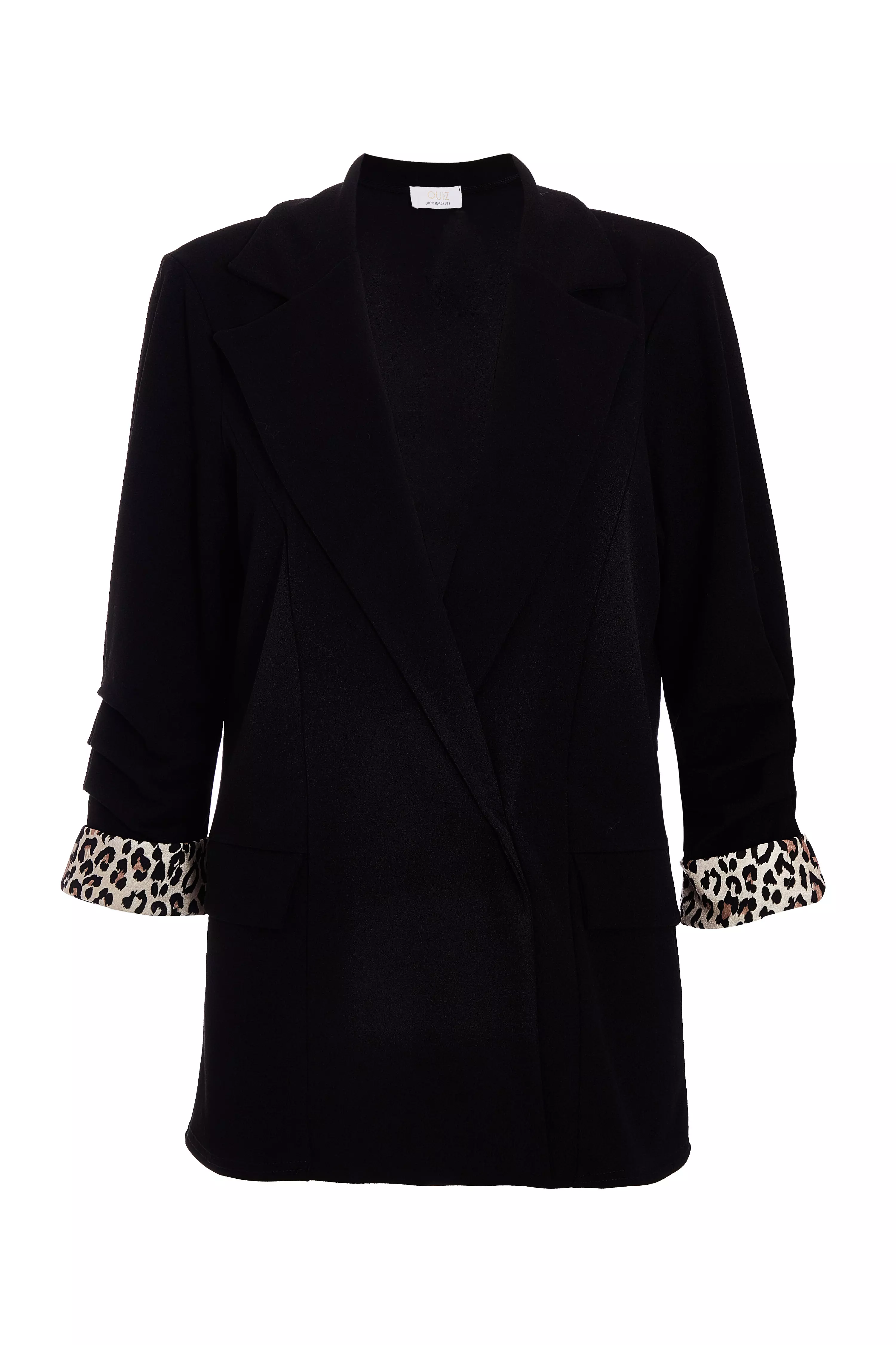 Black Ruched Sleeve Blazer