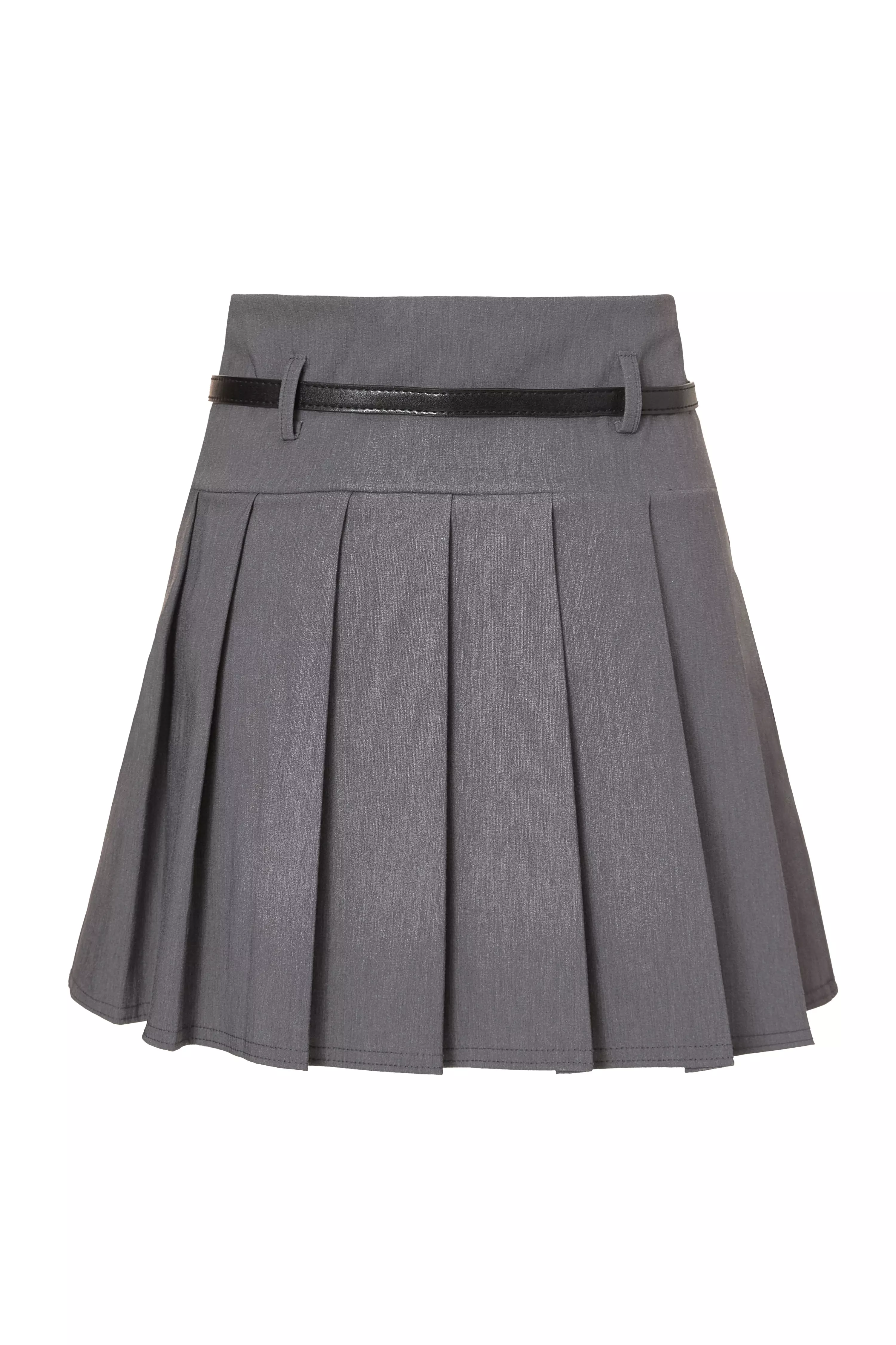 Grey Pleated Mini Skirt