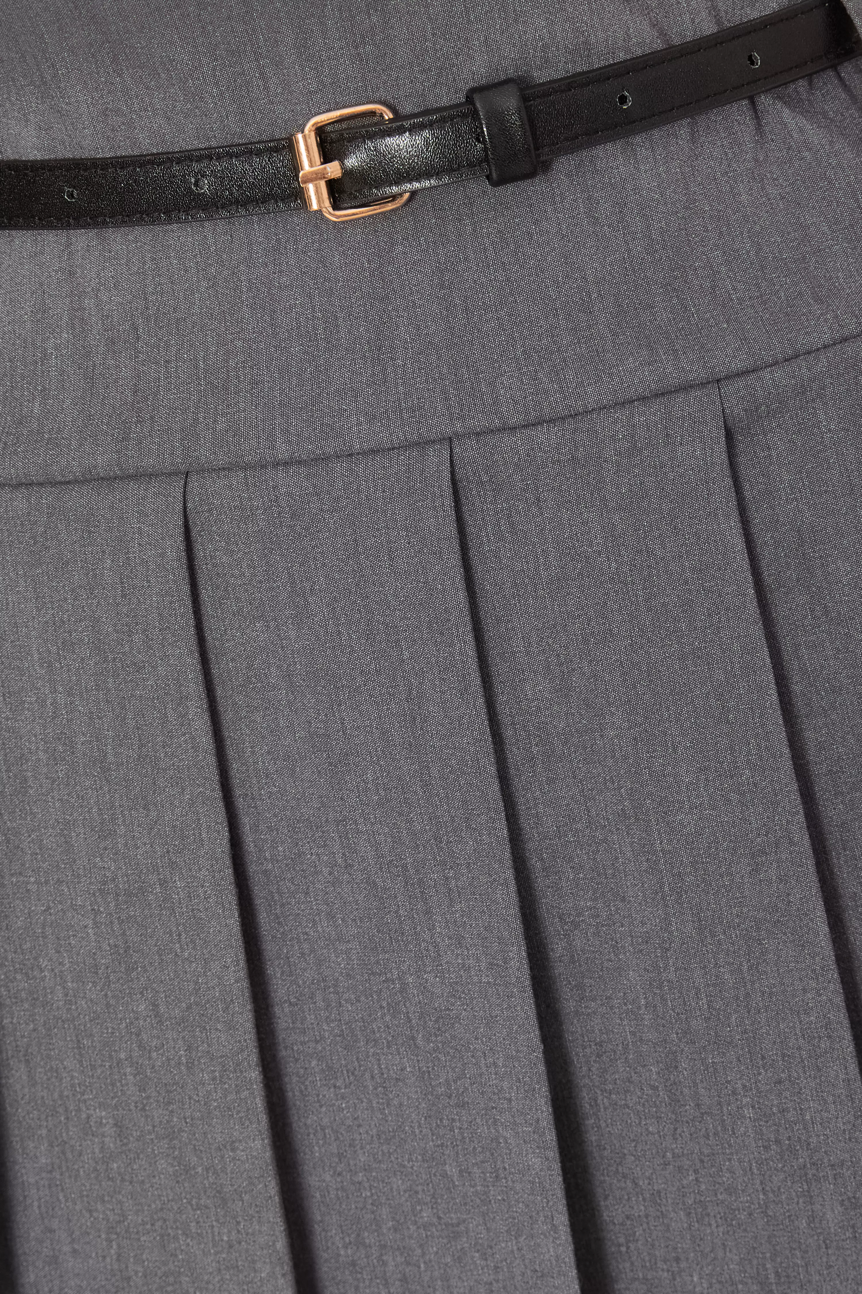 Grey Pleated Mini Skirt