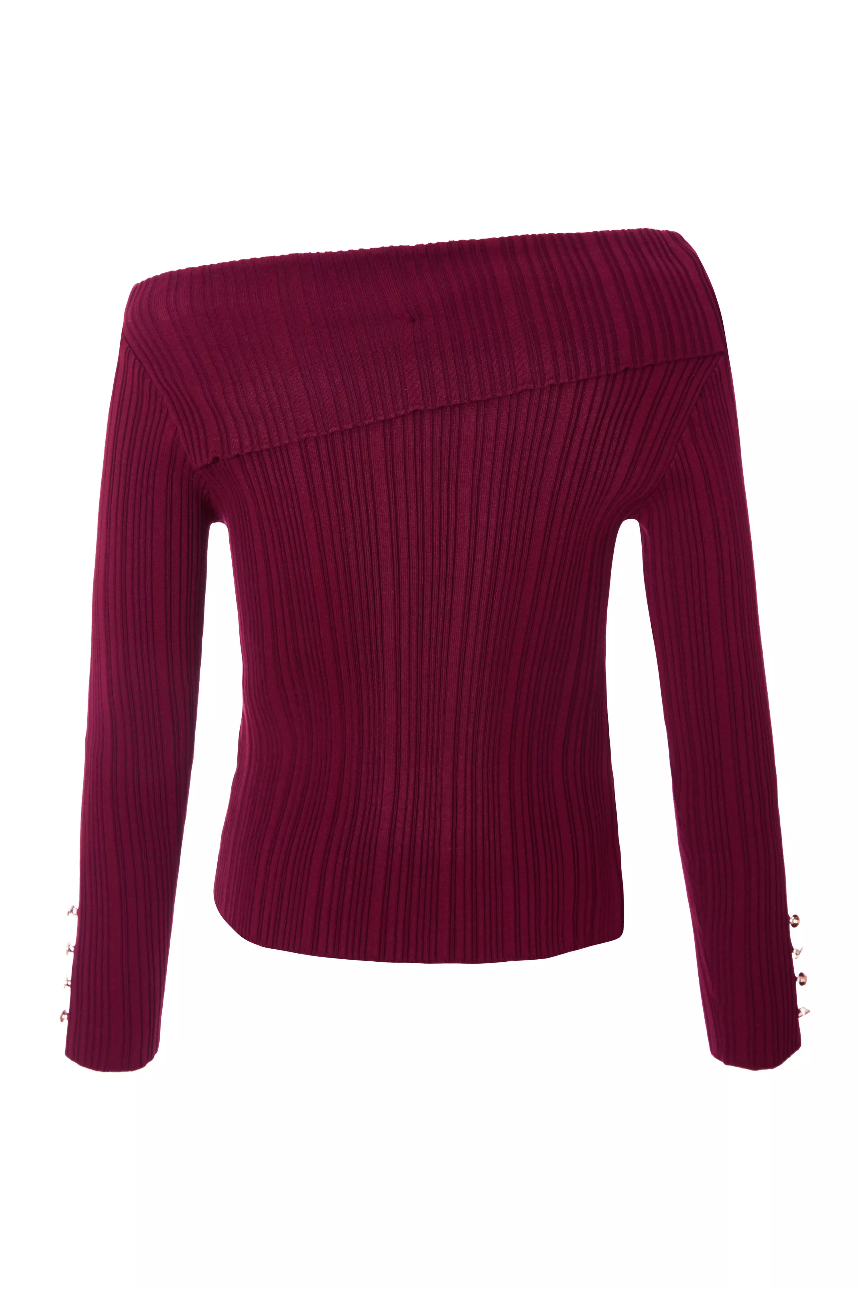 Dark Red Bardot Knitted Top