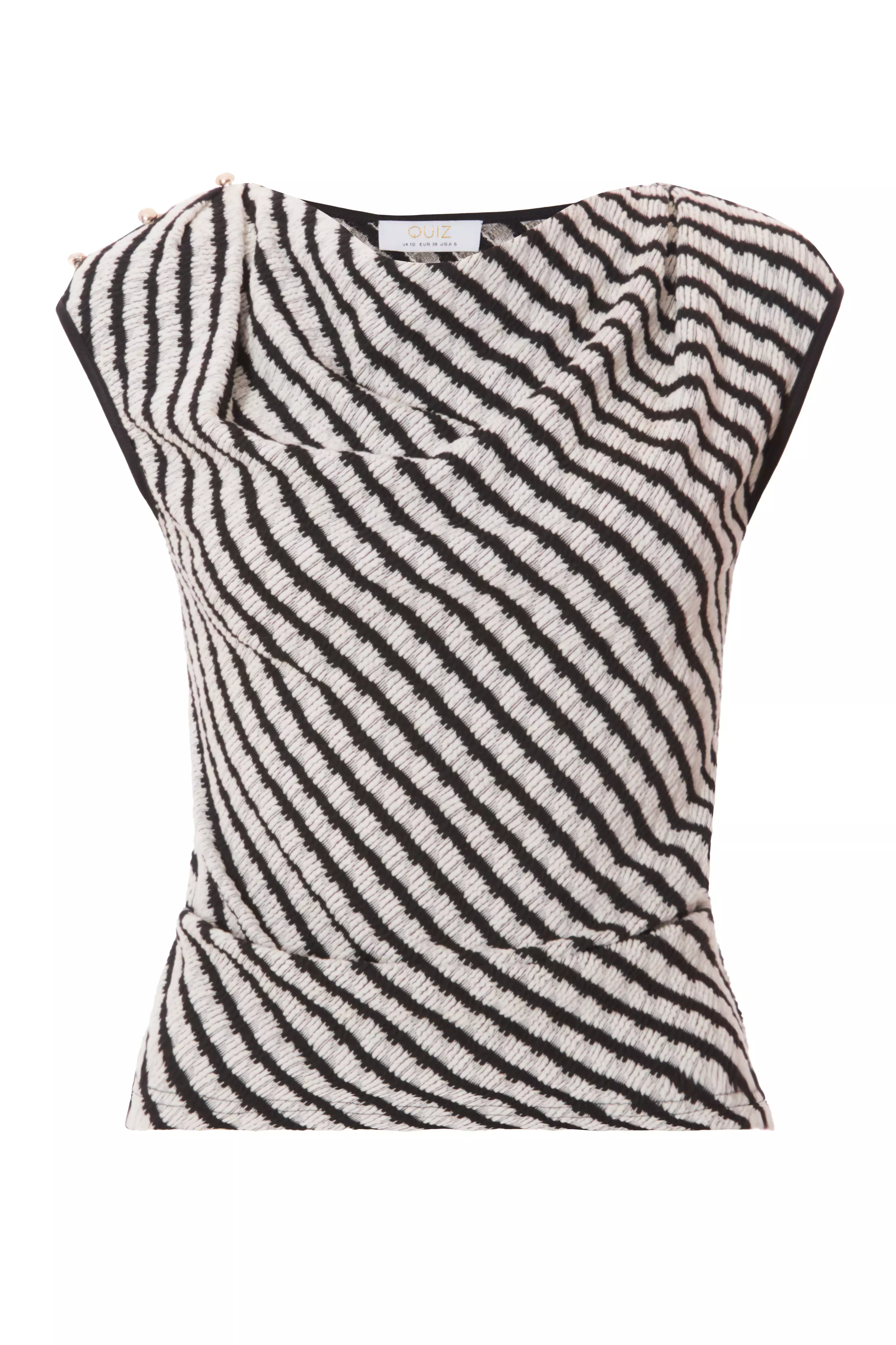 Black Striped Cowl Neck Top