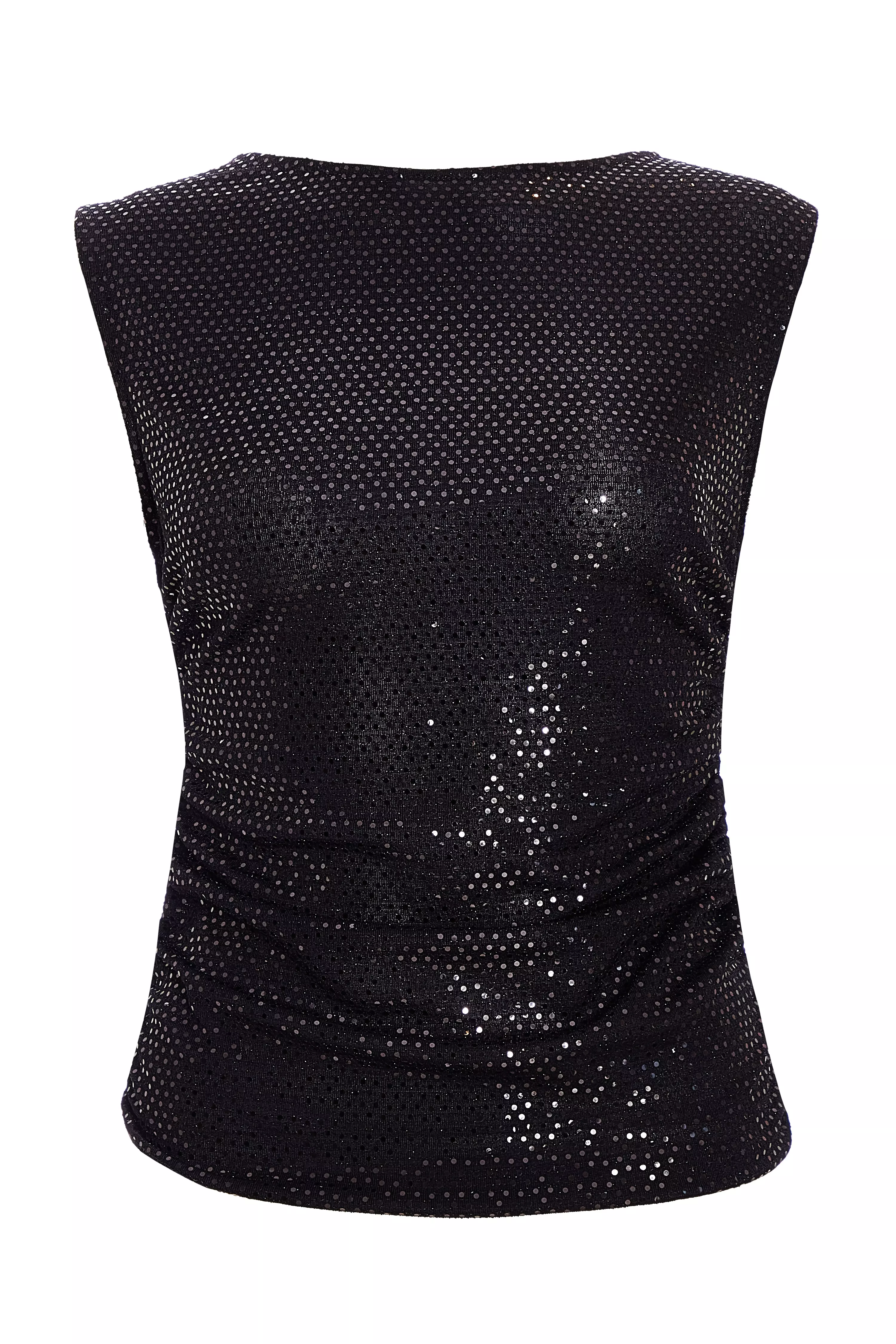 Black Sequin Vest Top