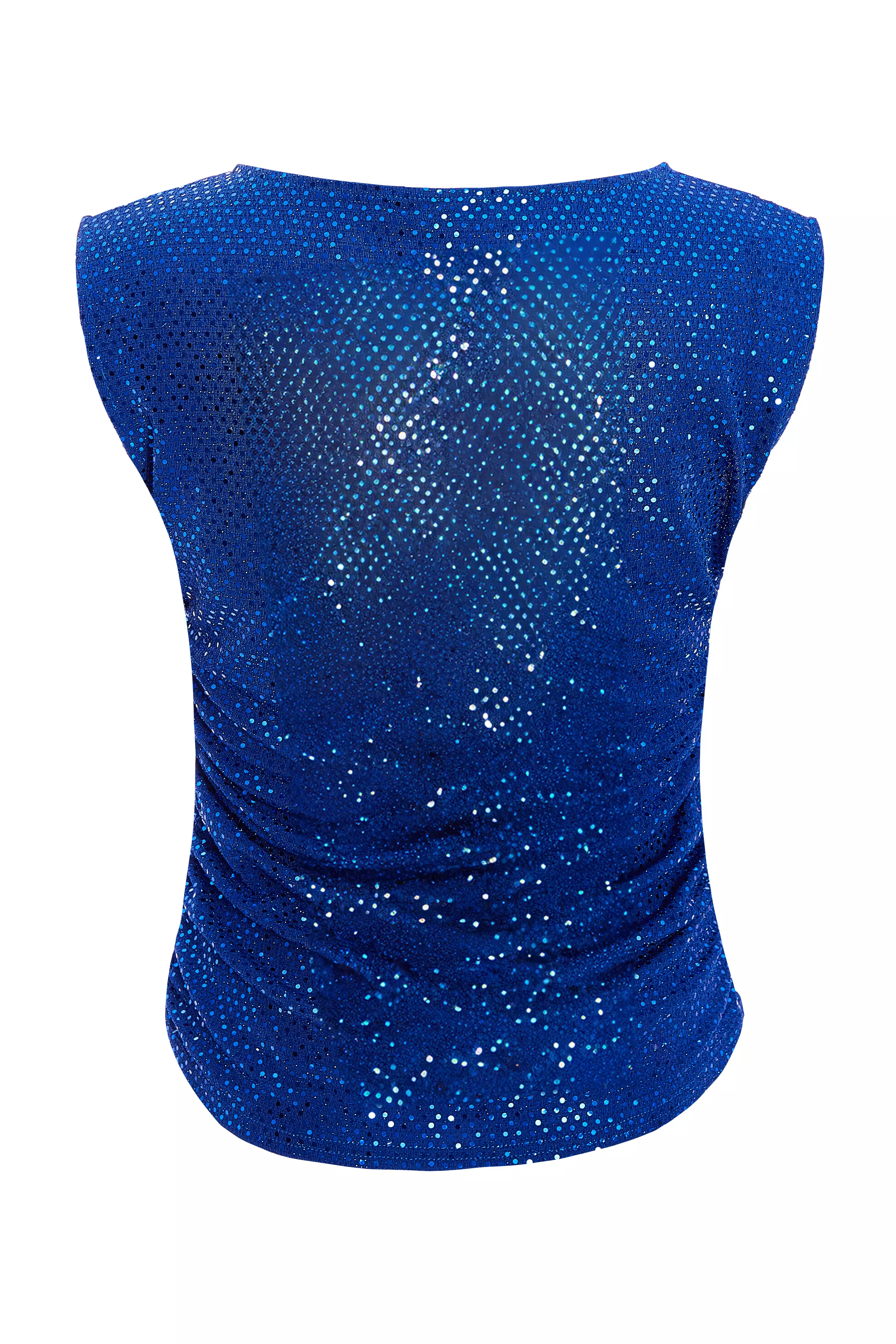 Blue Sequin Vest Top