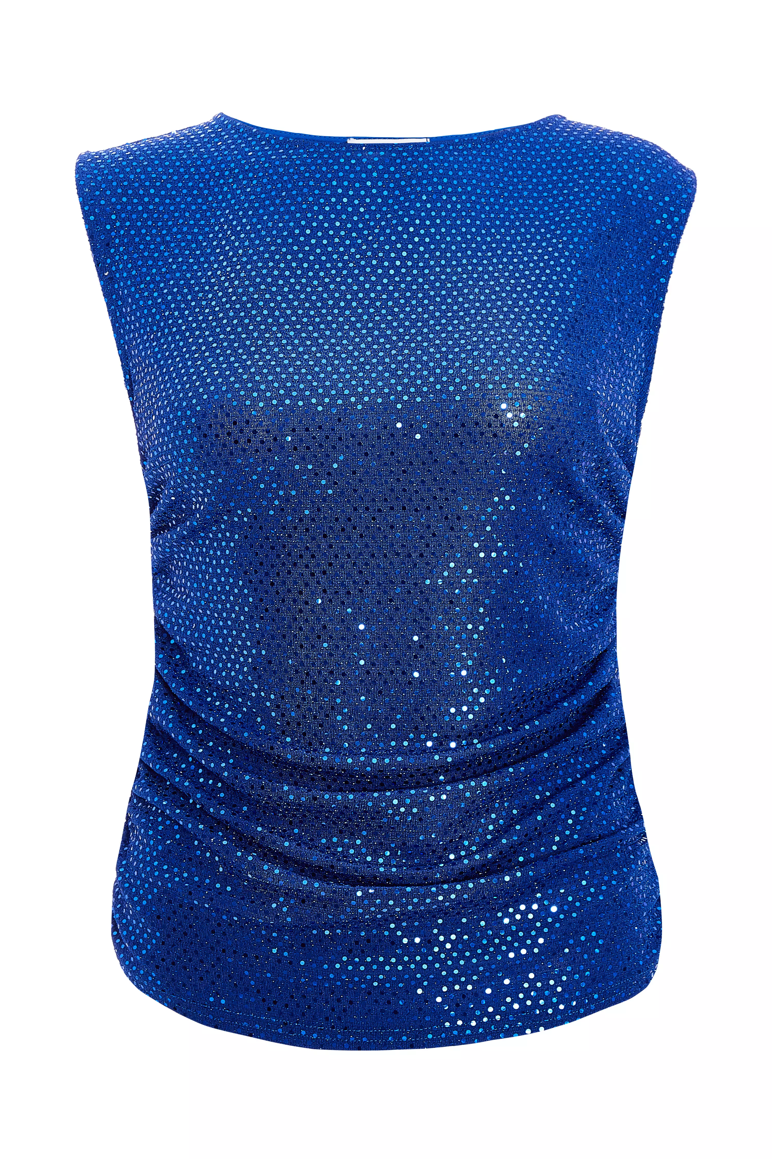 Blue Sequin Vest Top