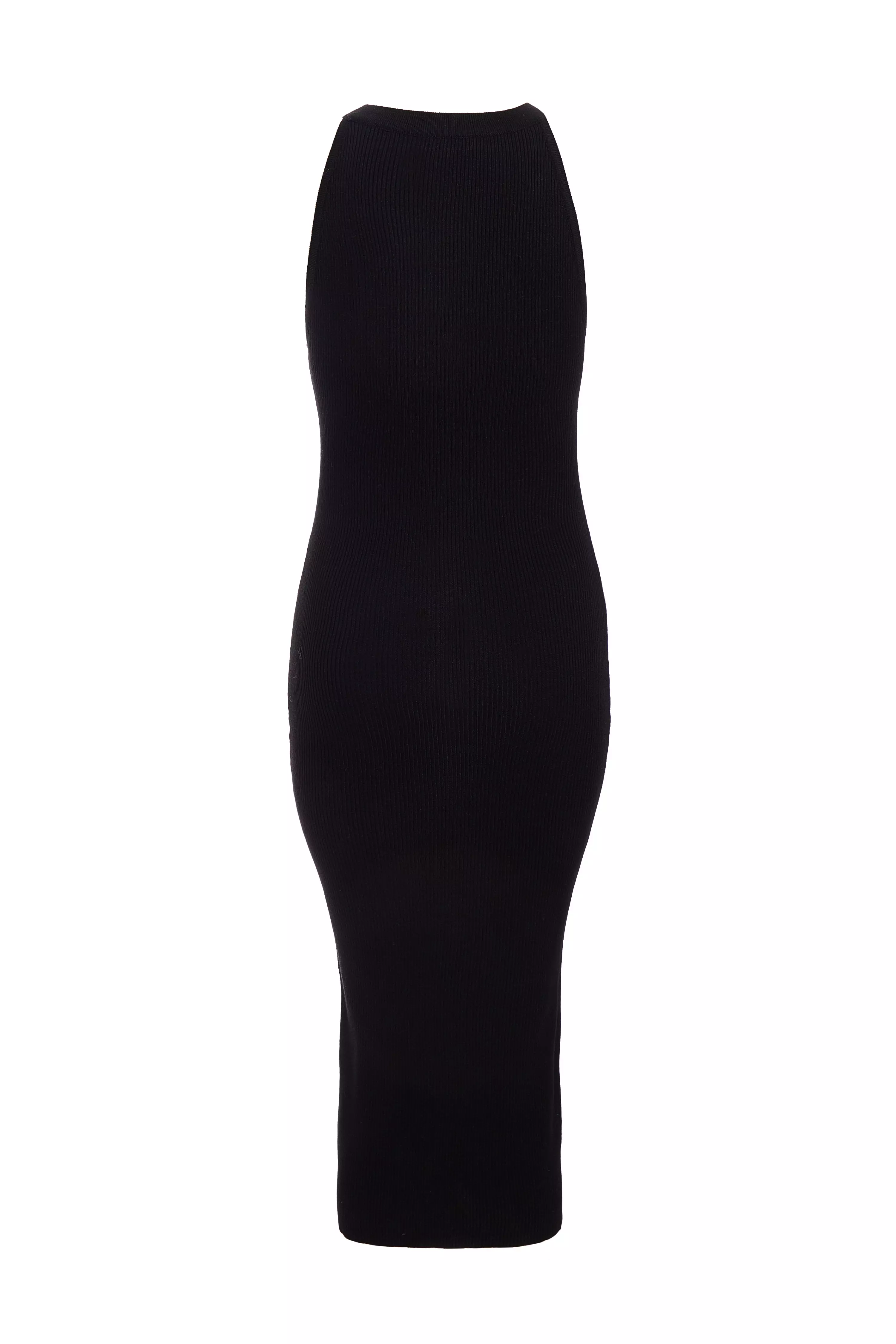 Black Knit Halter Neck Dress