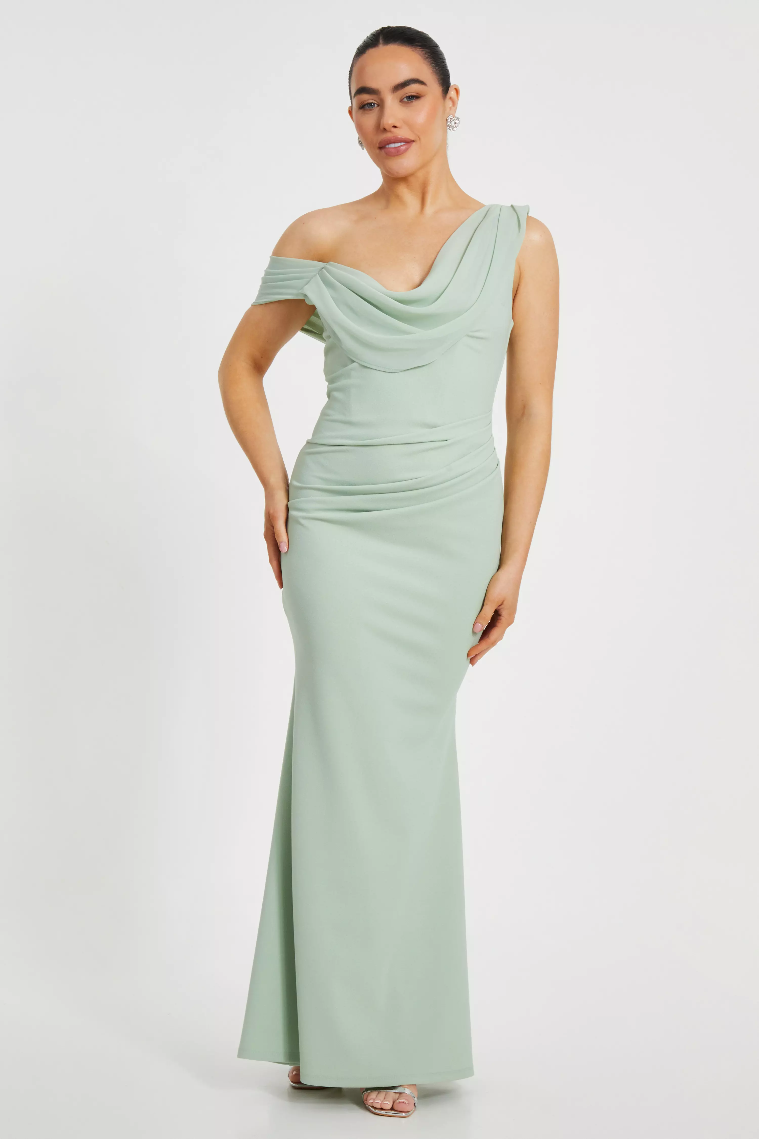 Petite Sage Drop Sleeve Maxi Dress