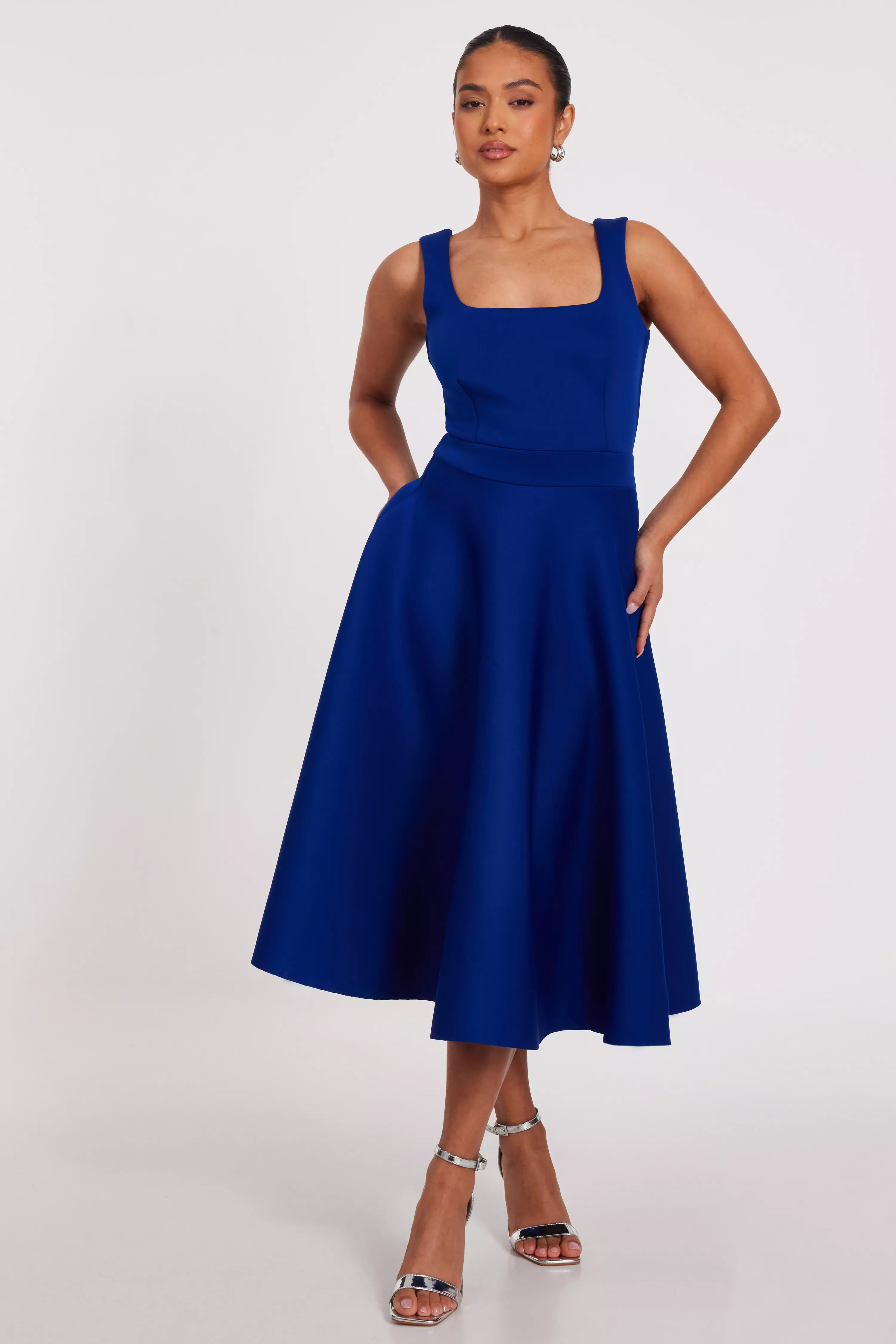 Petite Royal Blue A-Line Midi Dress