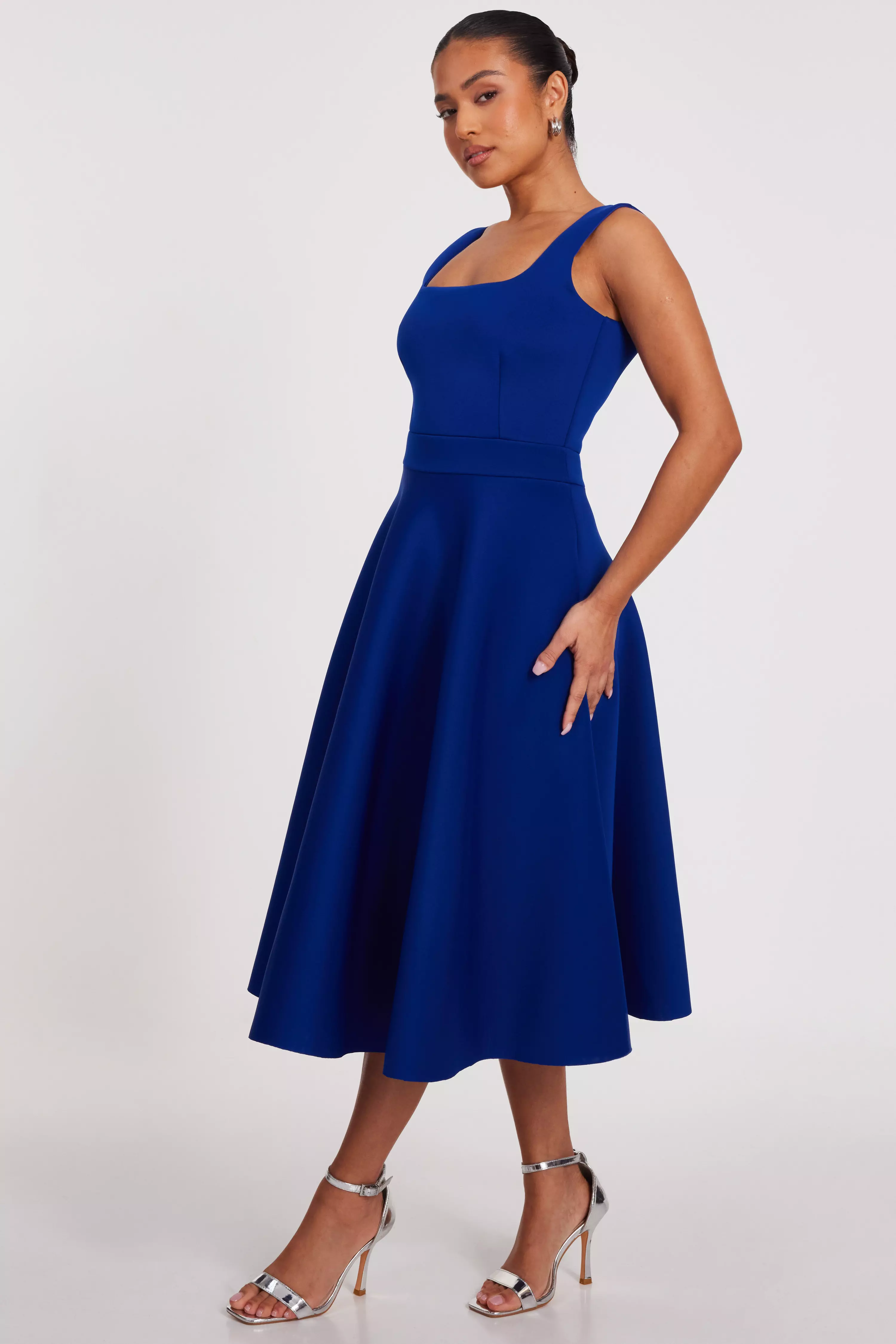 Petite Royal Blue A-Line Midi Dress