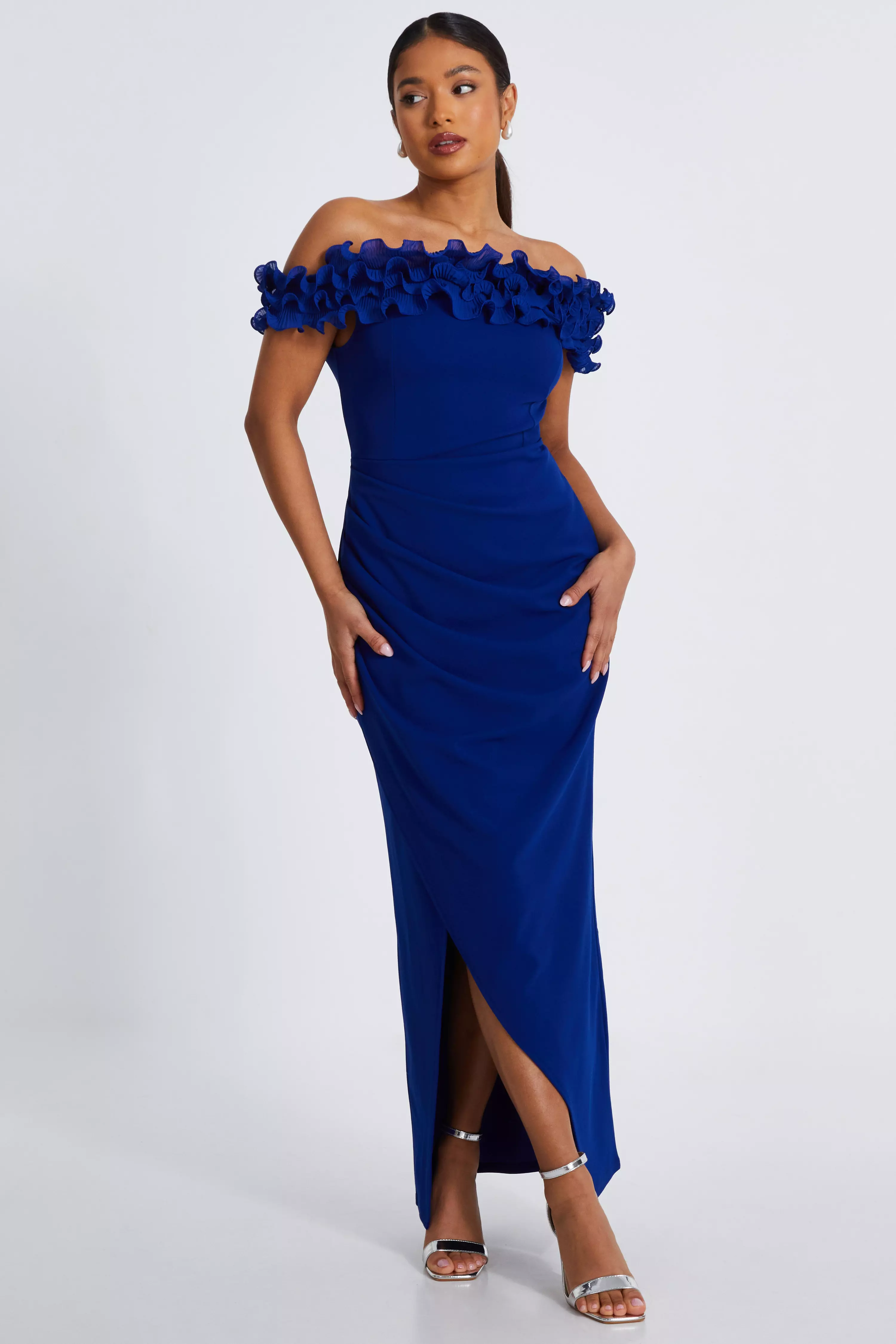 Petite Royal Blue Ruffle Maxi Dress